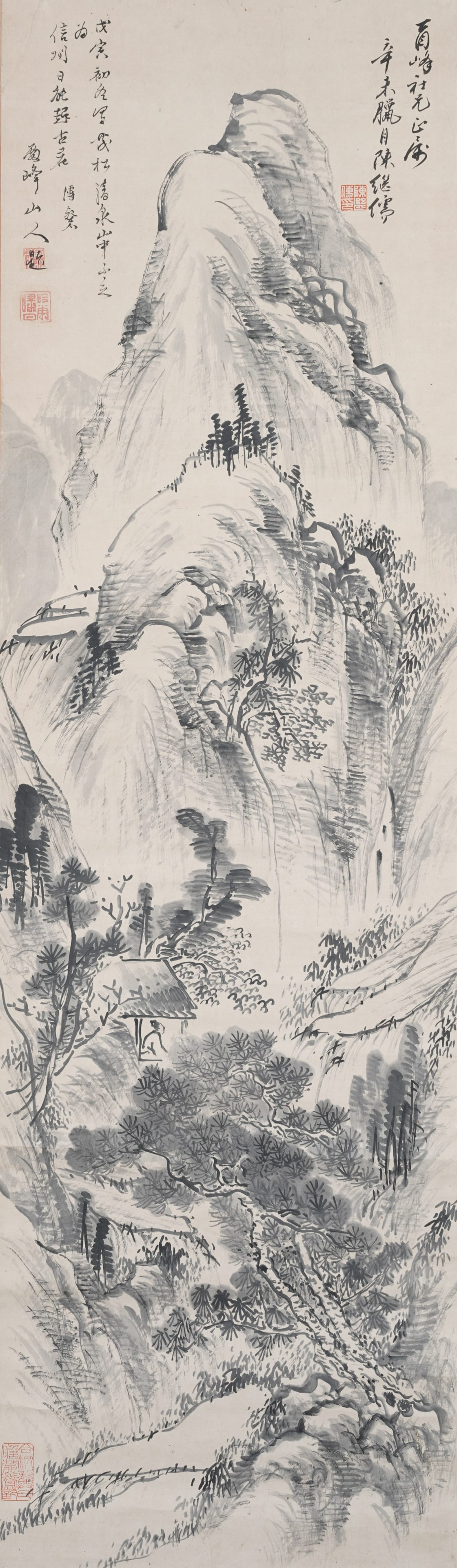 A LANDSCAPE PAINTING ON PAPER BY CHEN JIRU.陳繼儒: Landscape Painting on Paper by Chen Jiru.陳繼儒