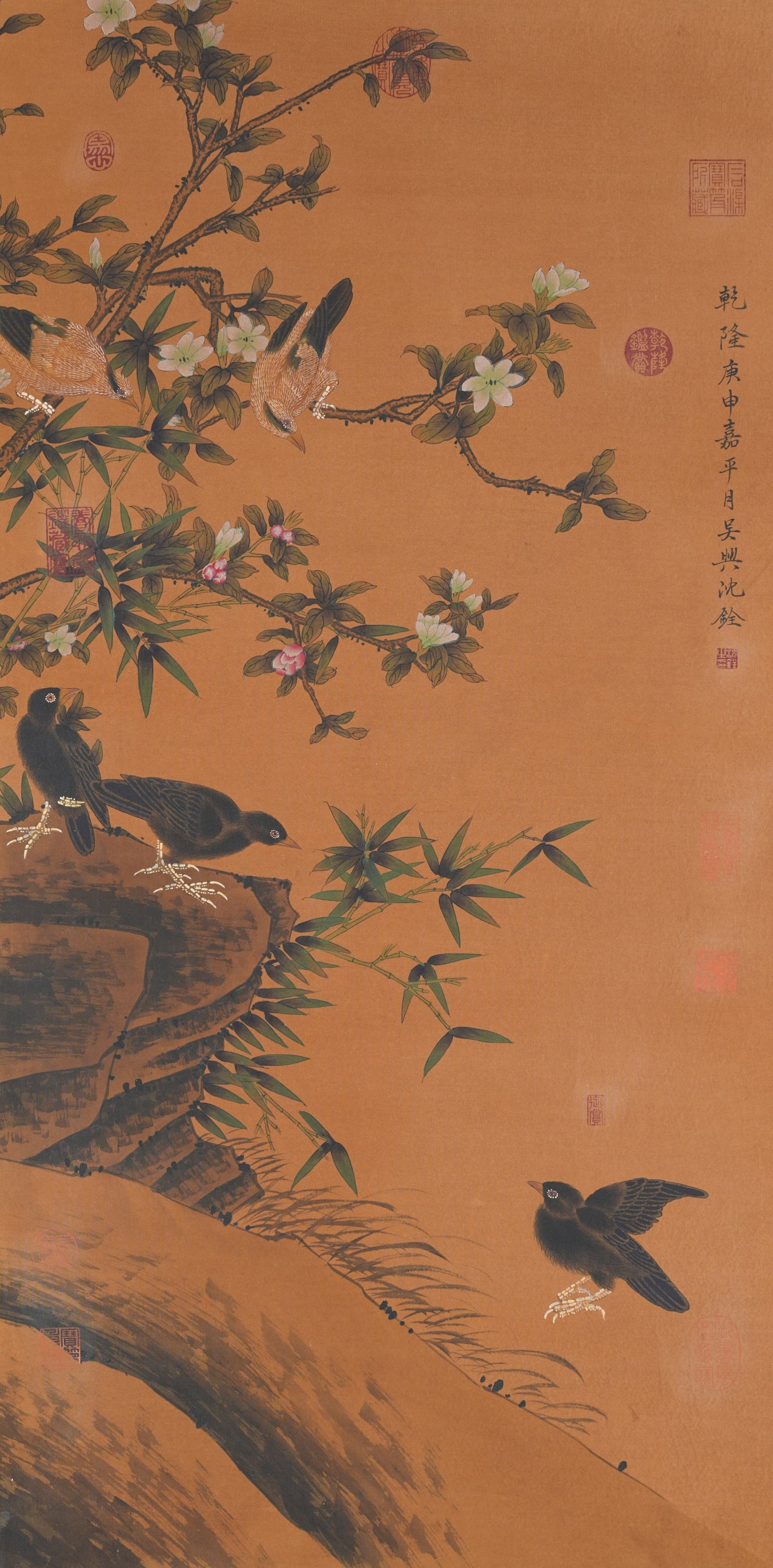A FLOWER AND BIRD PAINTING ON SILK BY SHEN QUAN.沈銓 (1 of 7)