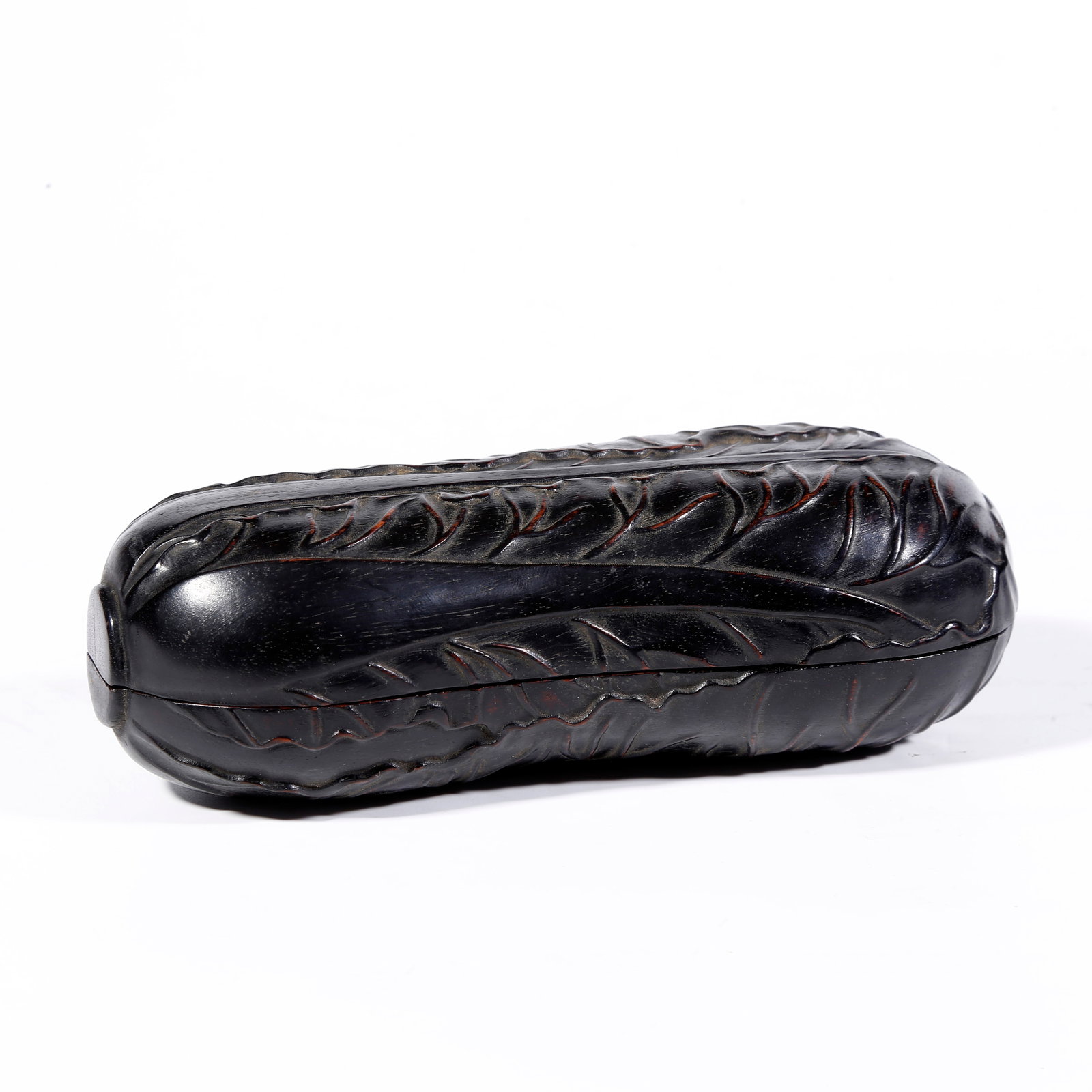 A ZITAN WOOD LIDDED BOX CARVED IN CABBAGE FORM (1 of 9)