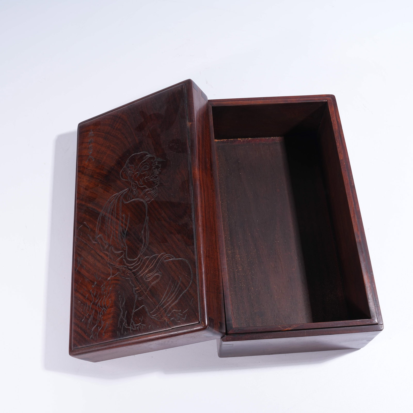 A HUANGHUALI COVERED BOX WITH ARHAT MOTIFS (1 of 11)