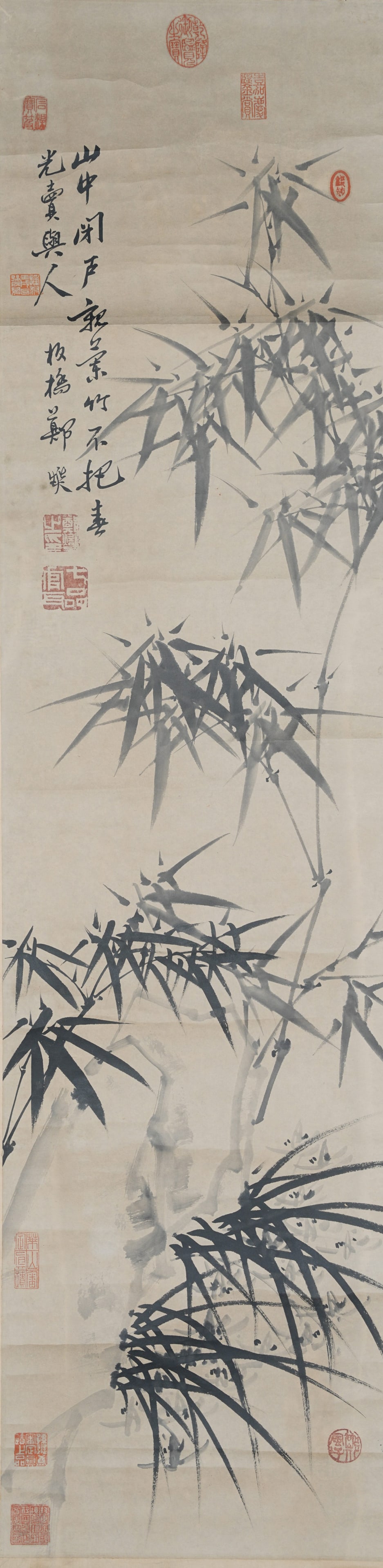 A BAMBOO PAINTING ON PAPER BY ZHENG BANQIAO.鄭板橋: Bamboo painting on paper by Zheng Banqiao.鄭板橋
