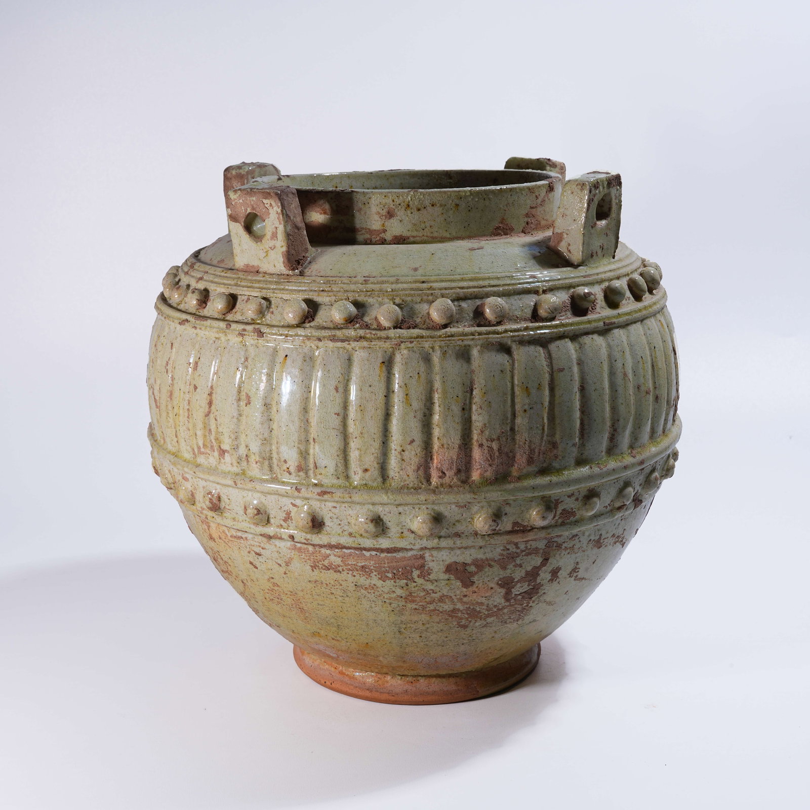 A CELADON FOUR-HANDLED JAR (1 of 9)