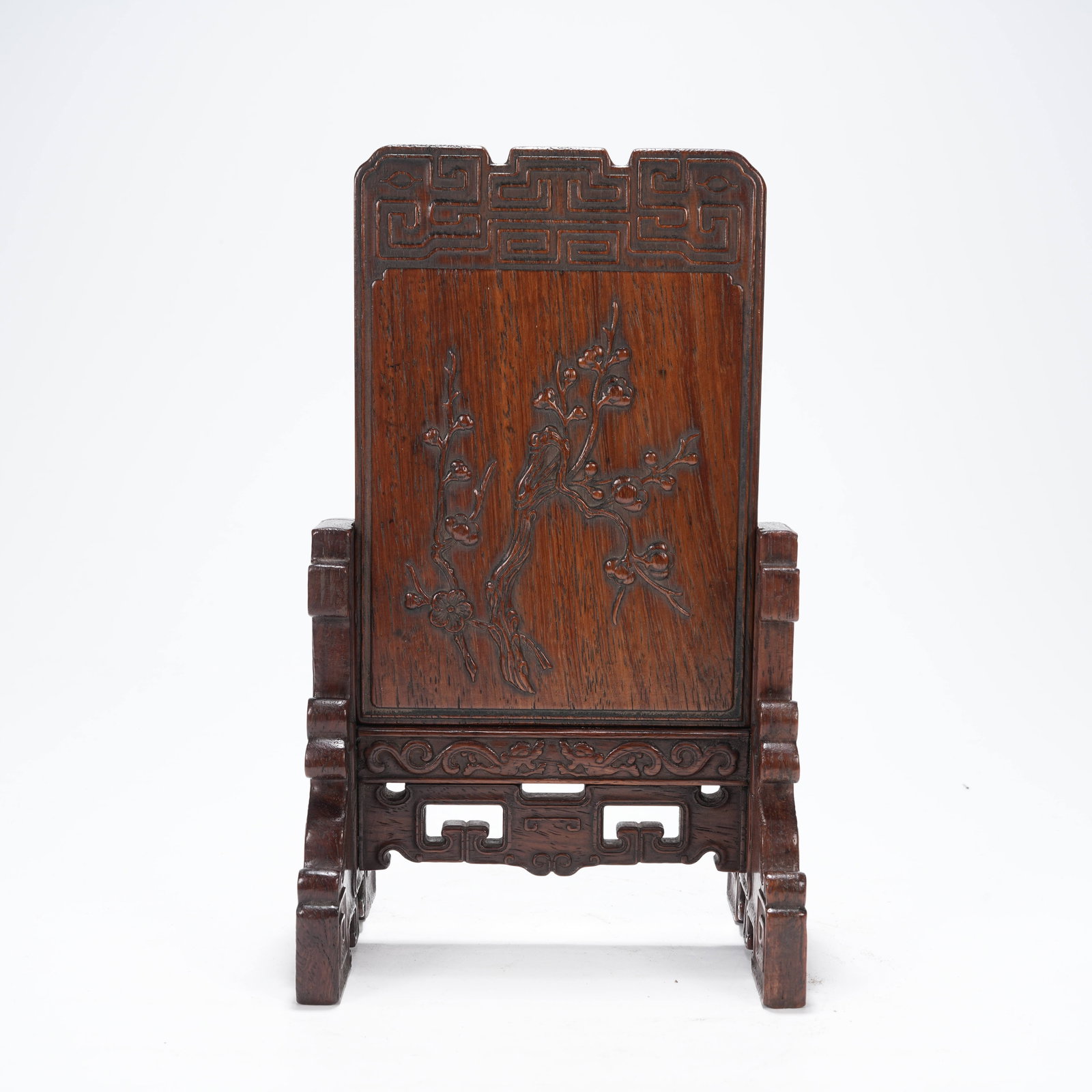A HUANGHUALI WOOD SCREEN WITH FLOWER AND AUSPICIOUS FRUIT PATTERN (1 of 9)