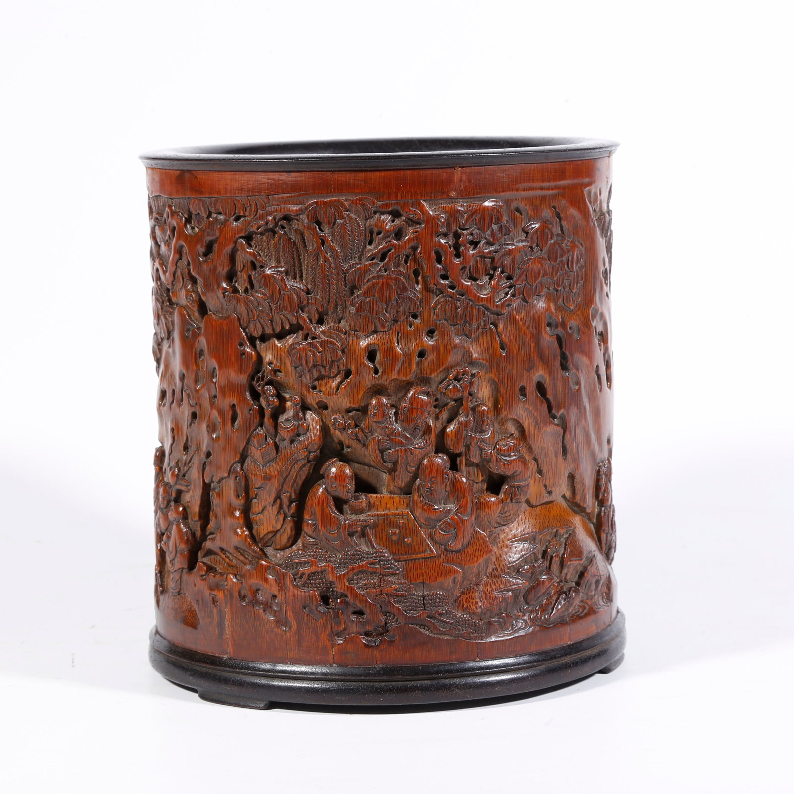 A BAMBOO BRUSH POT CARVED WITH FIGURE MOTIF (1 of 10)