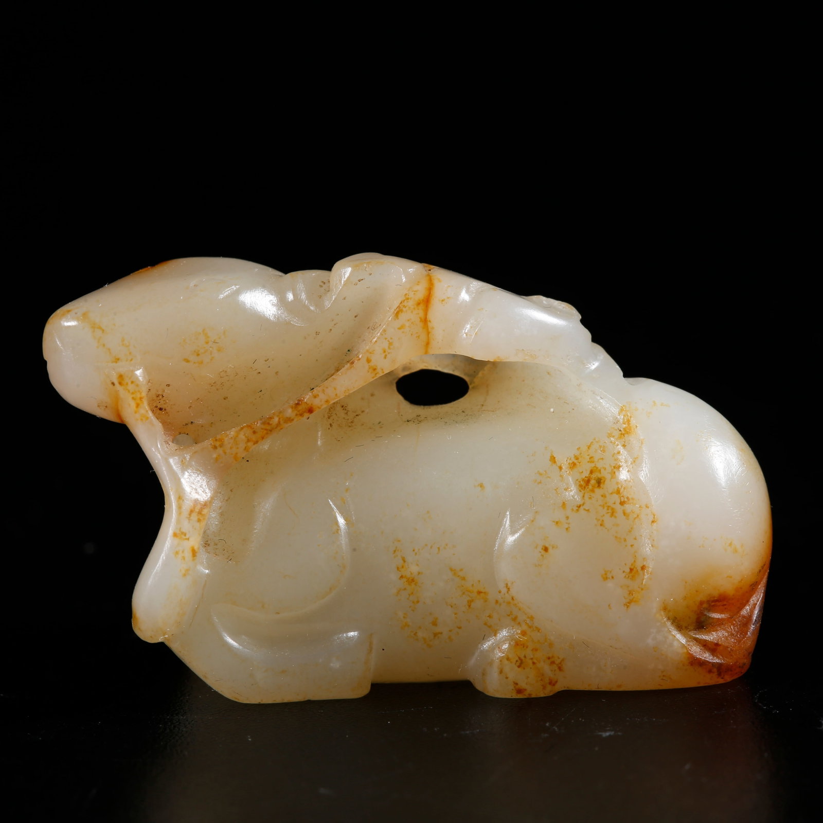 A HETIAN JADE CARVED DEER-SHAPED ORNAMENT: Hetian Jade Carved Deer-shaped Ornament
