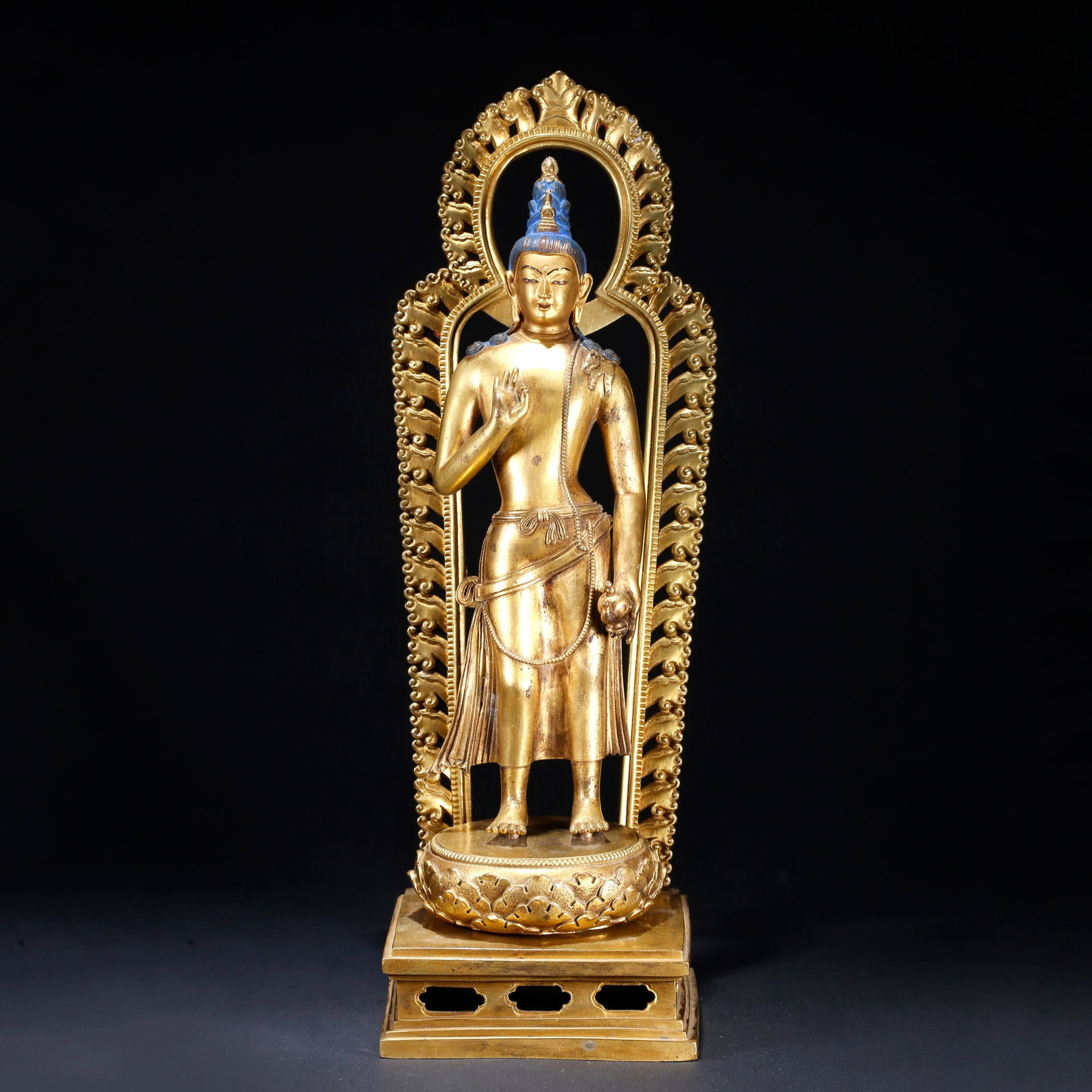 A GILT BRONZE STANDING KSITIGARBHA BODHISATTVA STATUE (1 of 10)