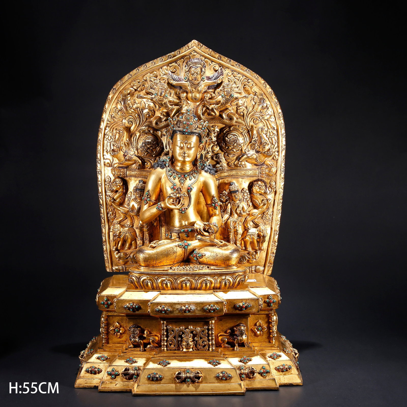 A GILT BRONZE VAJRADHARA STATUE: Gilt Bronze Vajradhara Statue