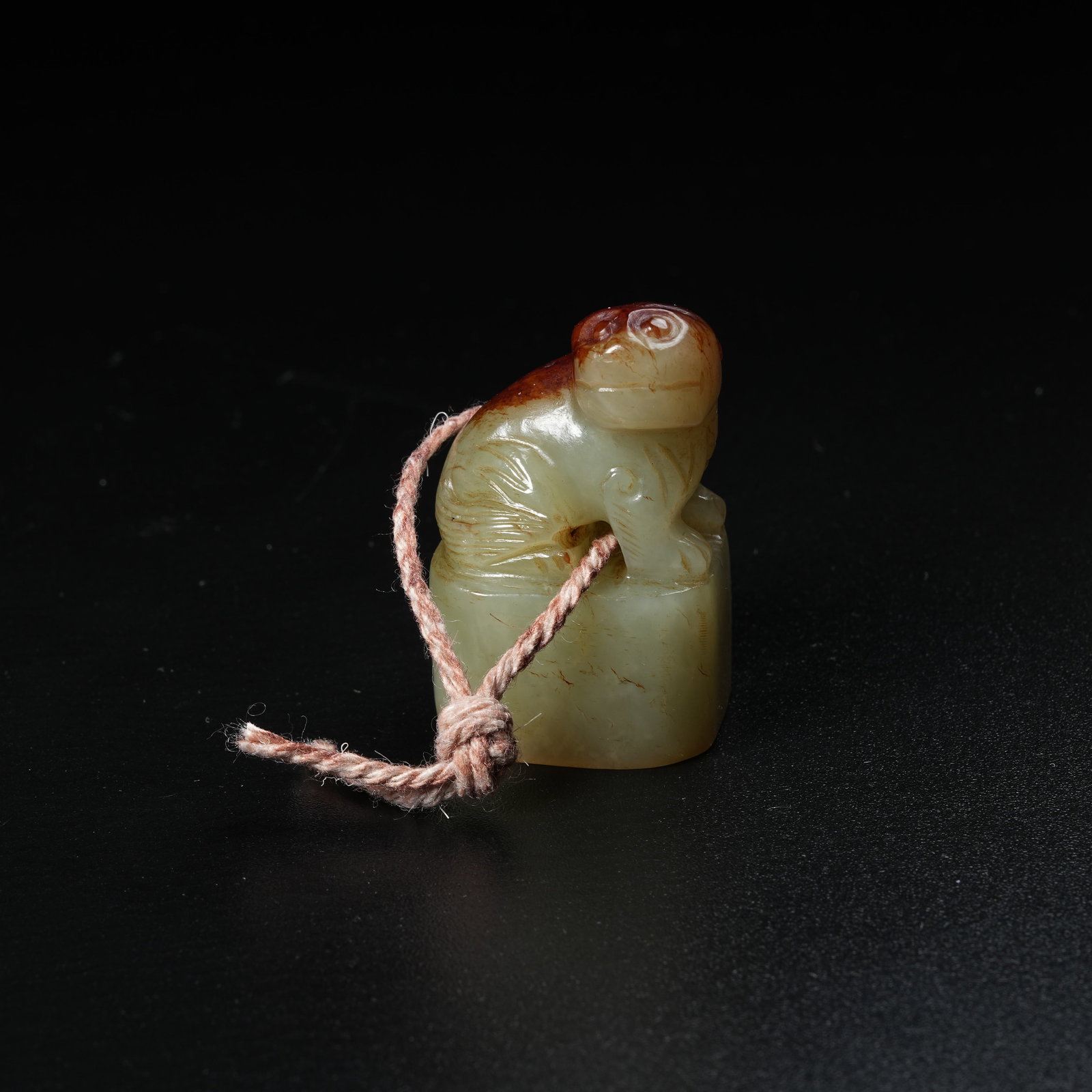 A HETIAN JADE SEAL WITH BEAST KNOB: Hetian Jade Seal with Beast Knob