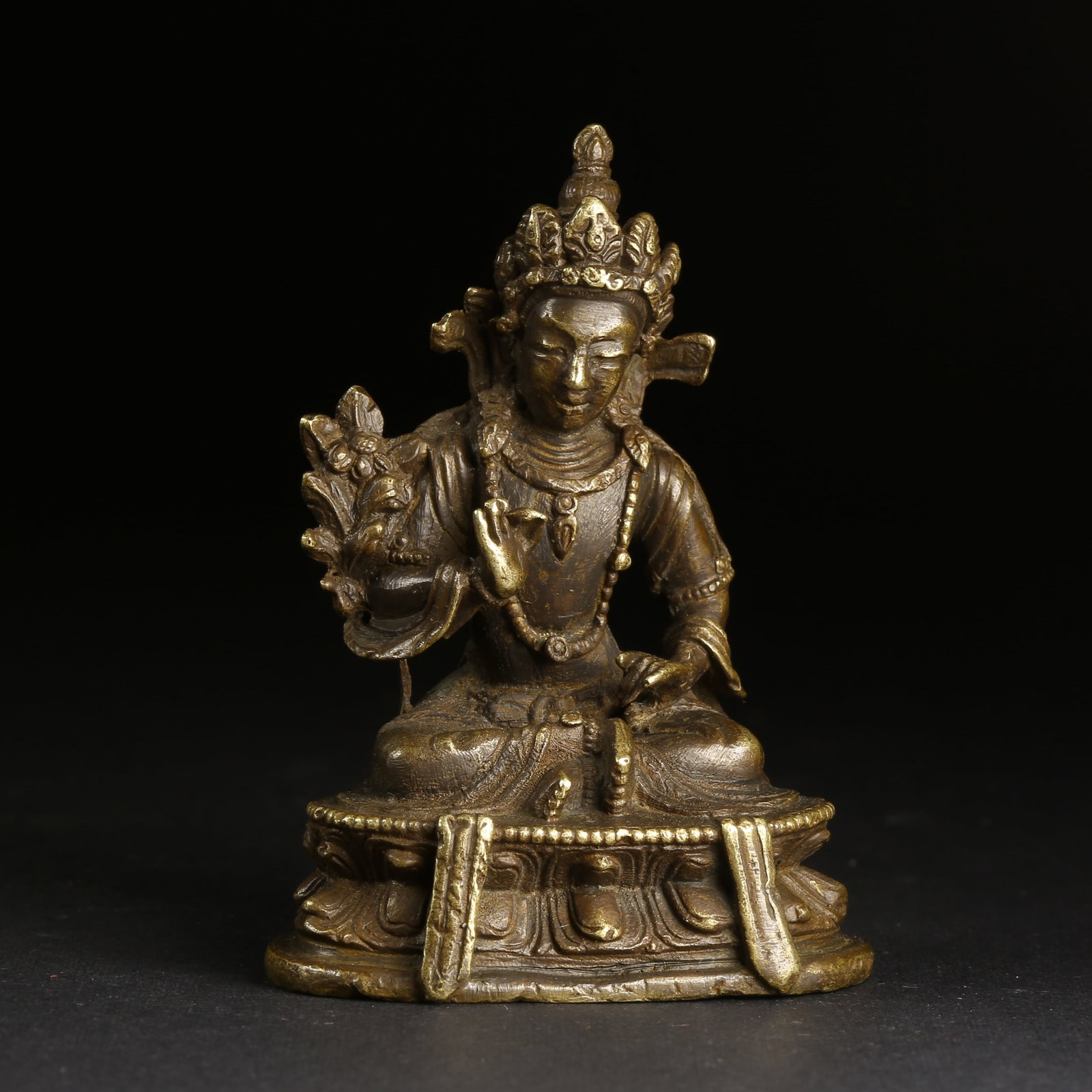 A BRONZE BODHISATTVA "REMOVING OBSTACLES" STATUE: Bronze Bodhisattva "Removing Obstacles" Statue