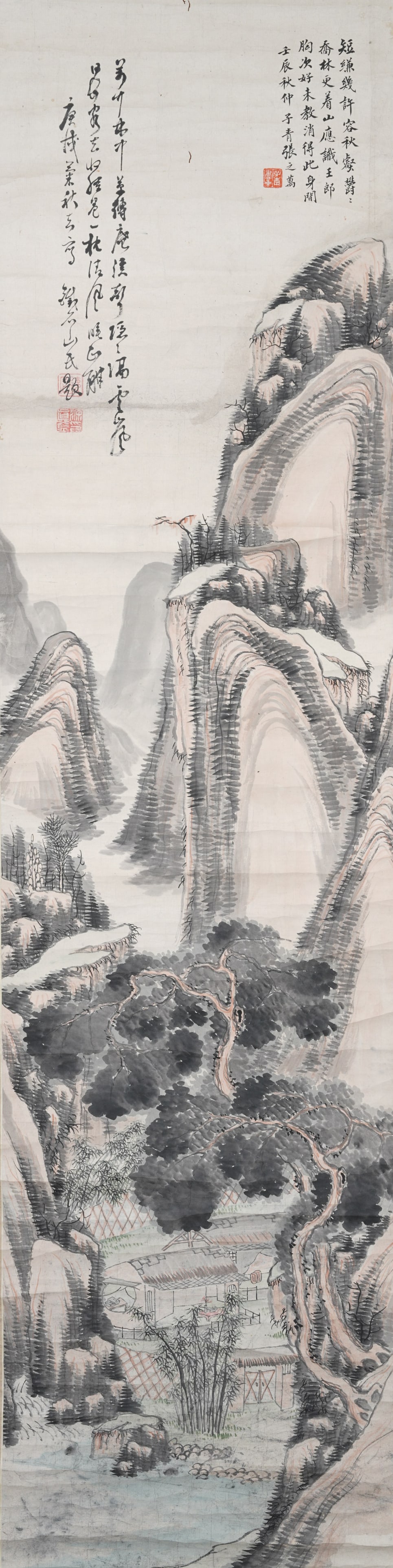 A LANDSCAPE PAINTING ON PAPER BY ZHANG ZHIWAN.張之萬: Landscape Painting on Paper by Zhang Zhiwan.張之萬