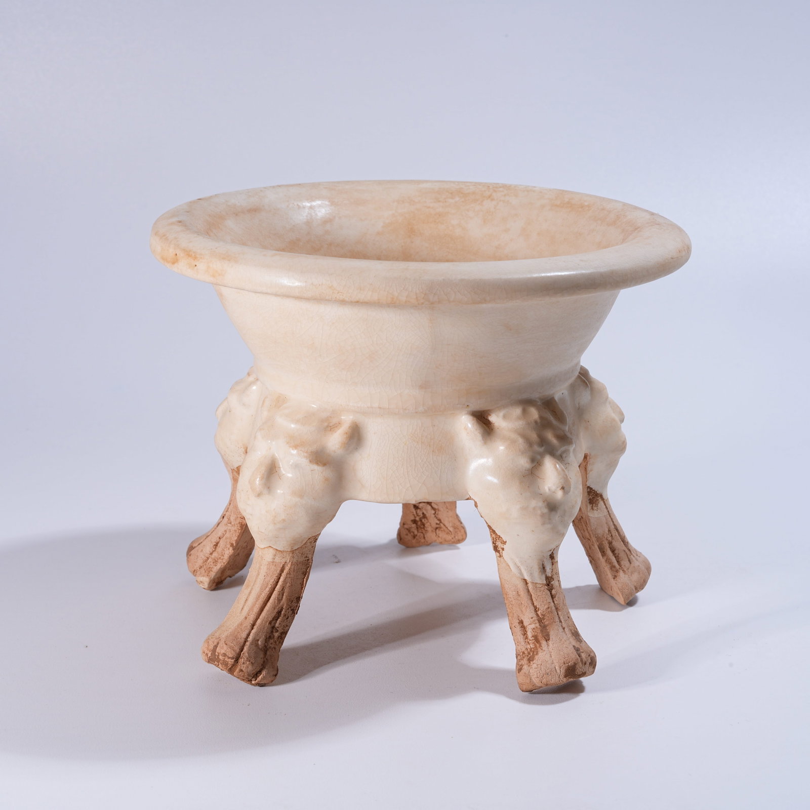 A WHITE-GLAZED CENSER WITH BEAST-FORM FEET: White-Glazed Censer with Beast-Form Feet