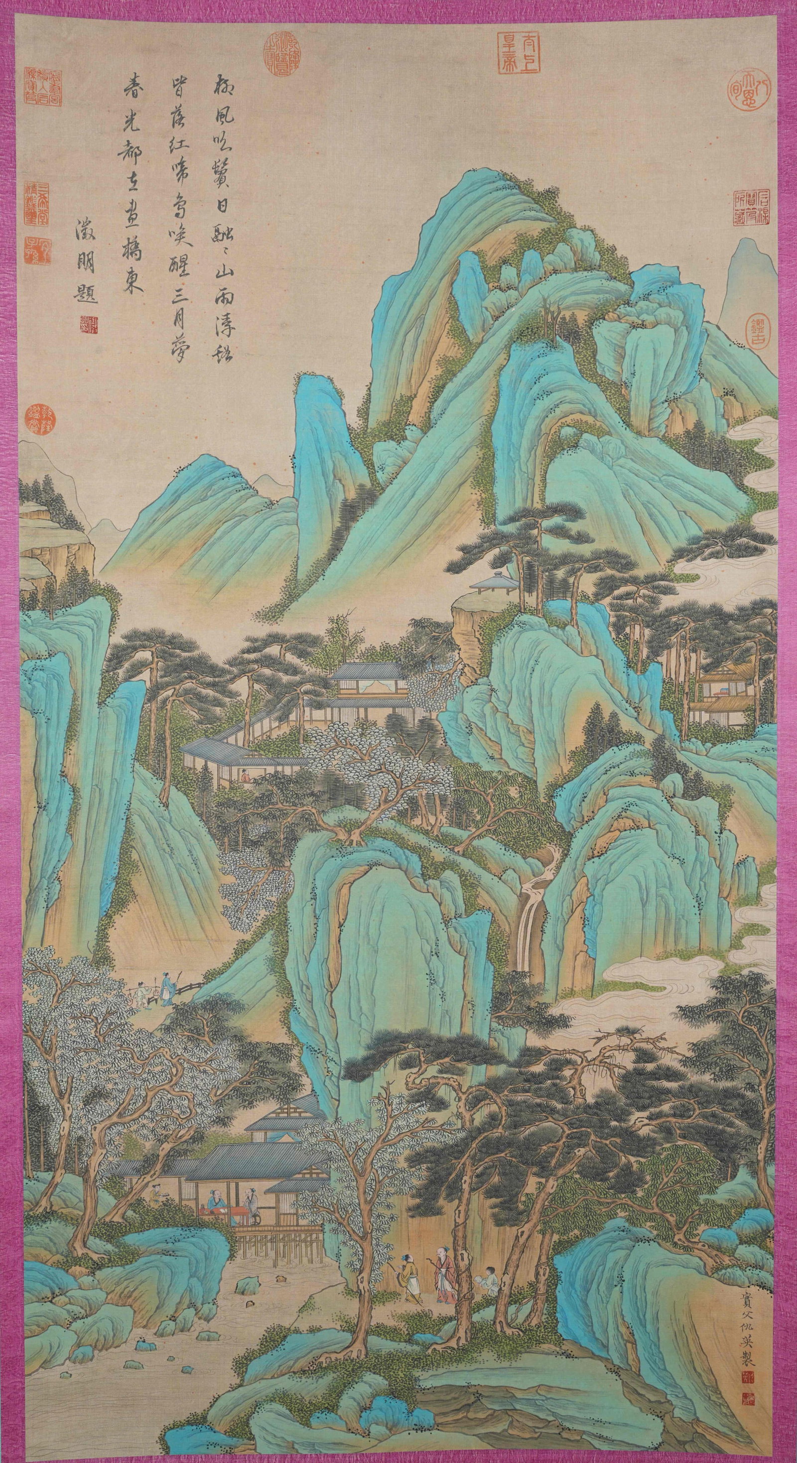A LANDSCAPE PAINTING ON SILK BY QIU YING.仇英: Landscape Painting on Silk by Qiu Ying.仇英