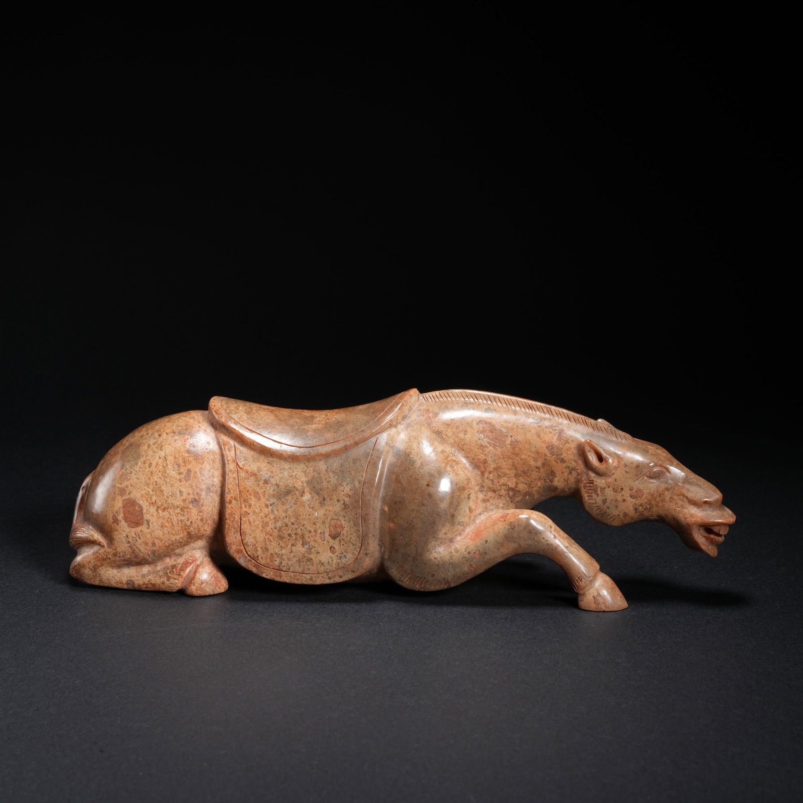 A HETIAN JADE HORSE-SHAPED ORNAMENT: Hetian Jade Horse-Shaped Ornament