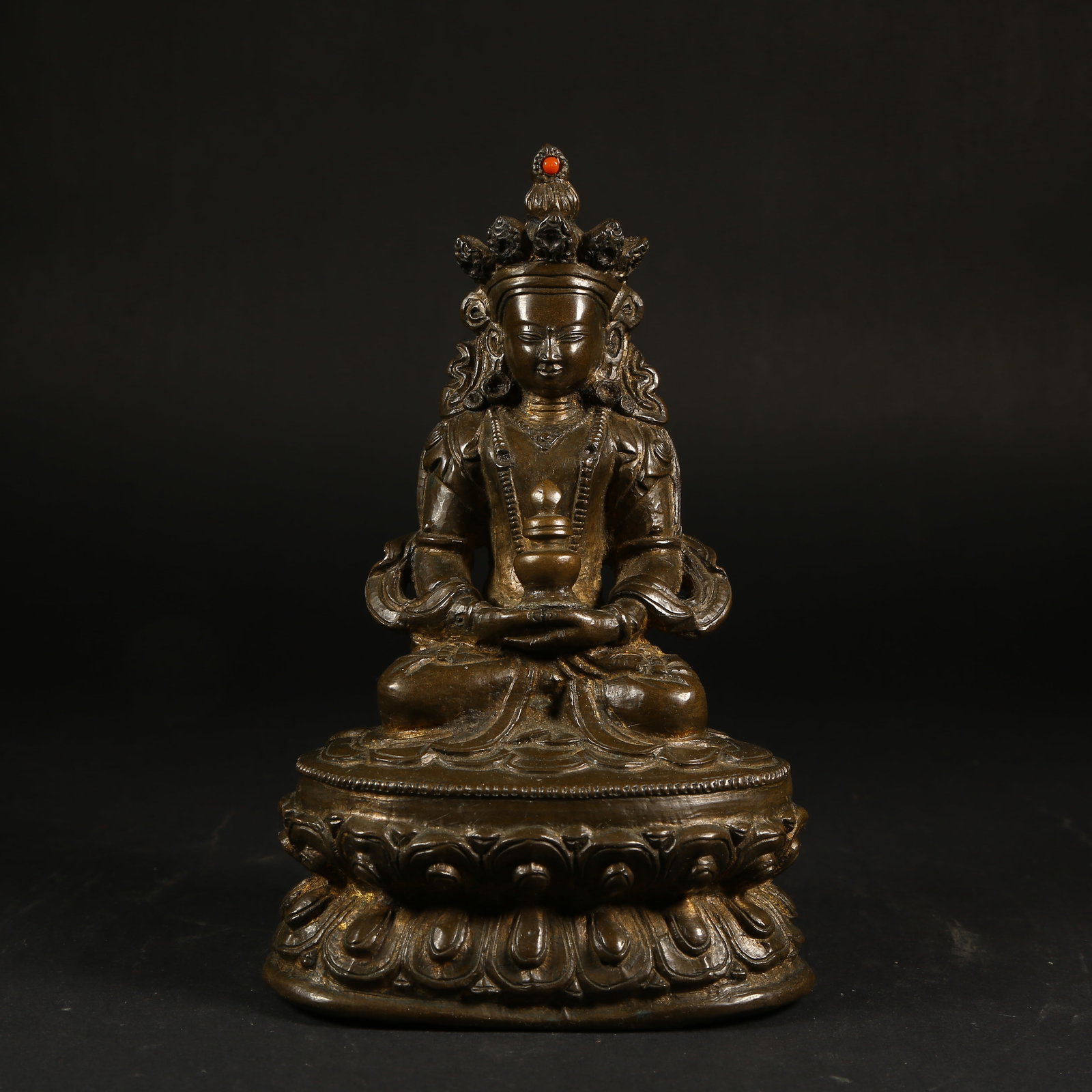 A GILT-BRONZE GEM-INLAID STATUE OF AMITAYUS (INFINITE LIFE BUDDHA) (1 of 8)