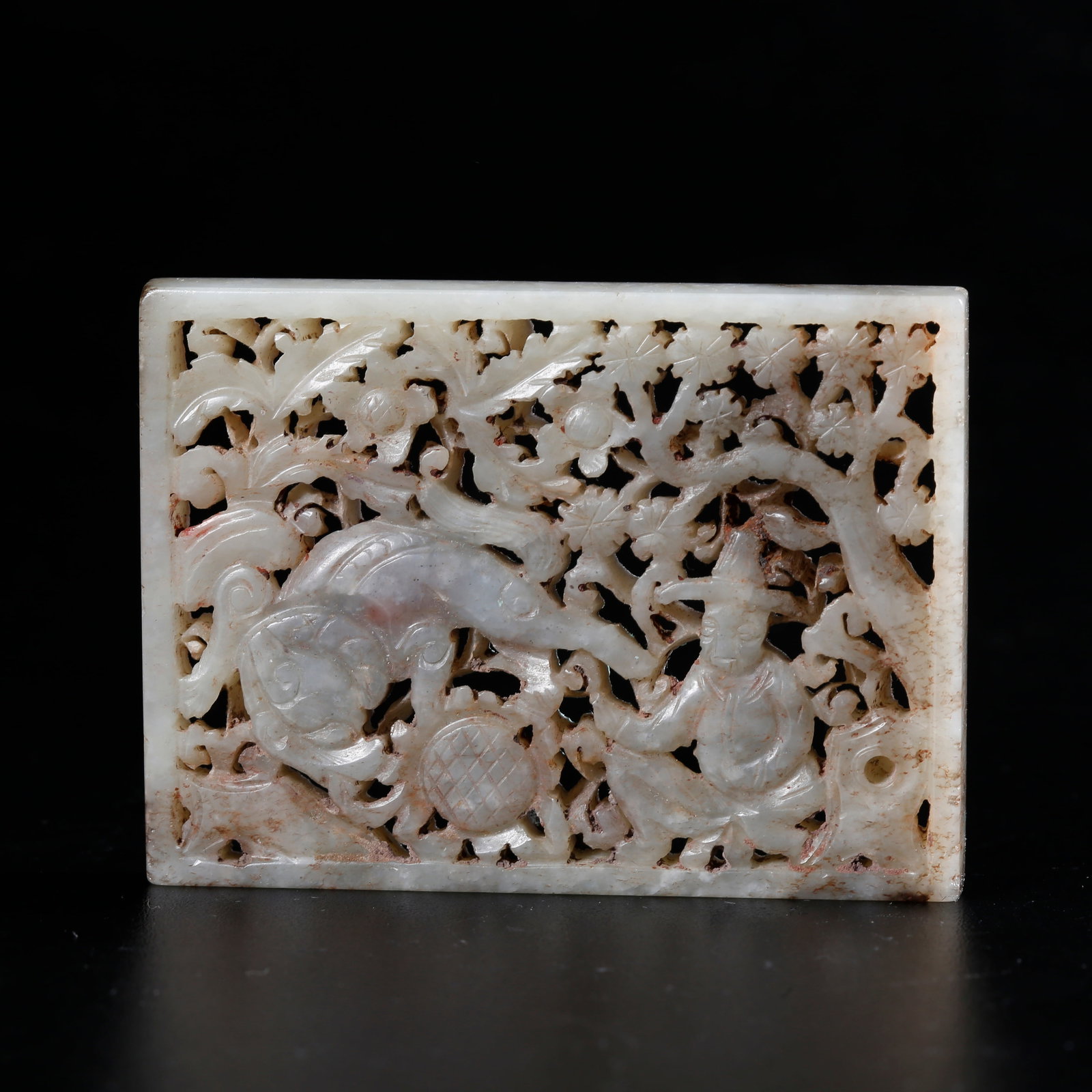 A HETIAN JADE CARVED BELT PLAQUE: Hetian Jade Carved Belt Plaque