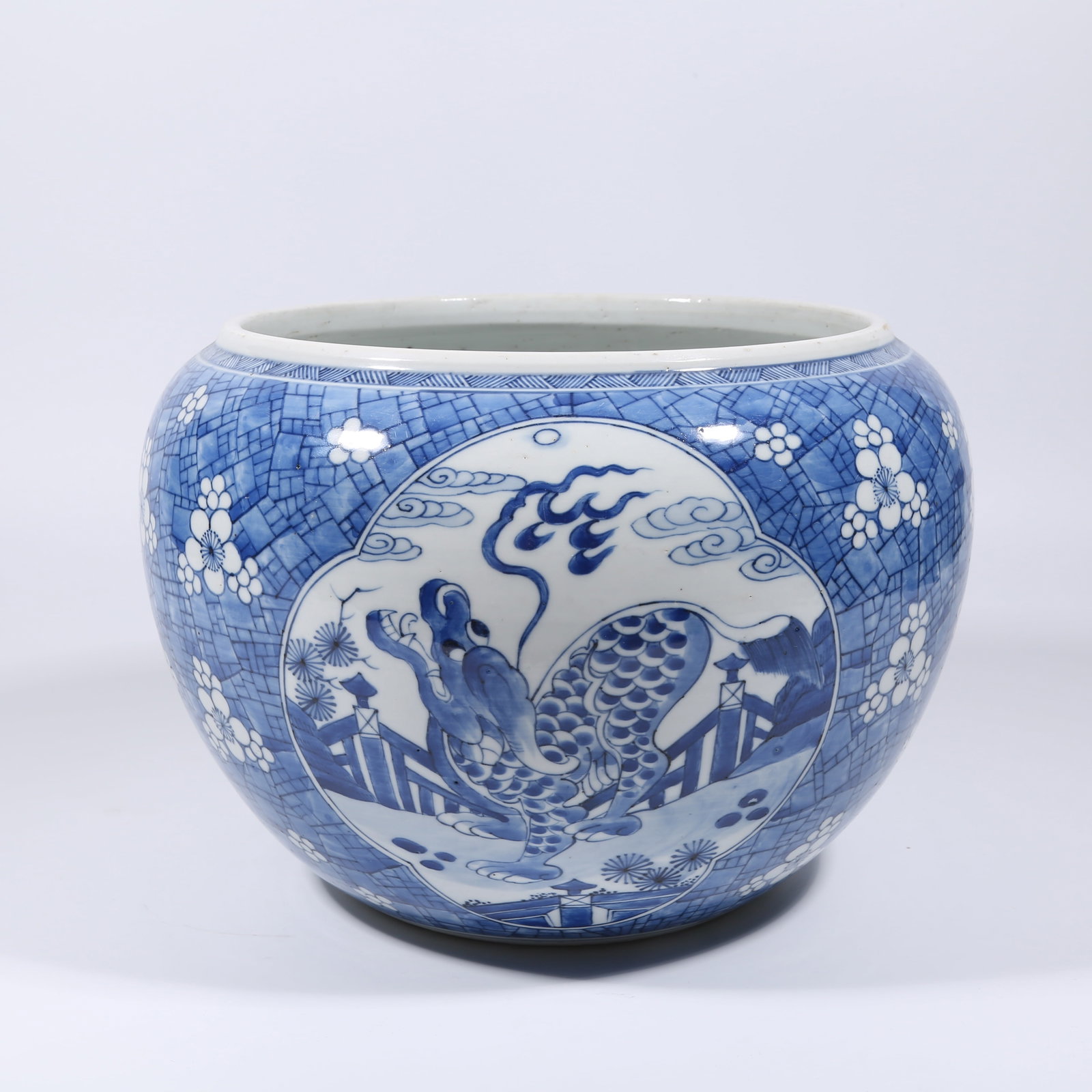 A BLUE AND WHITE ALTAR JAR WITH QILIN DESIGN (1 of 9)