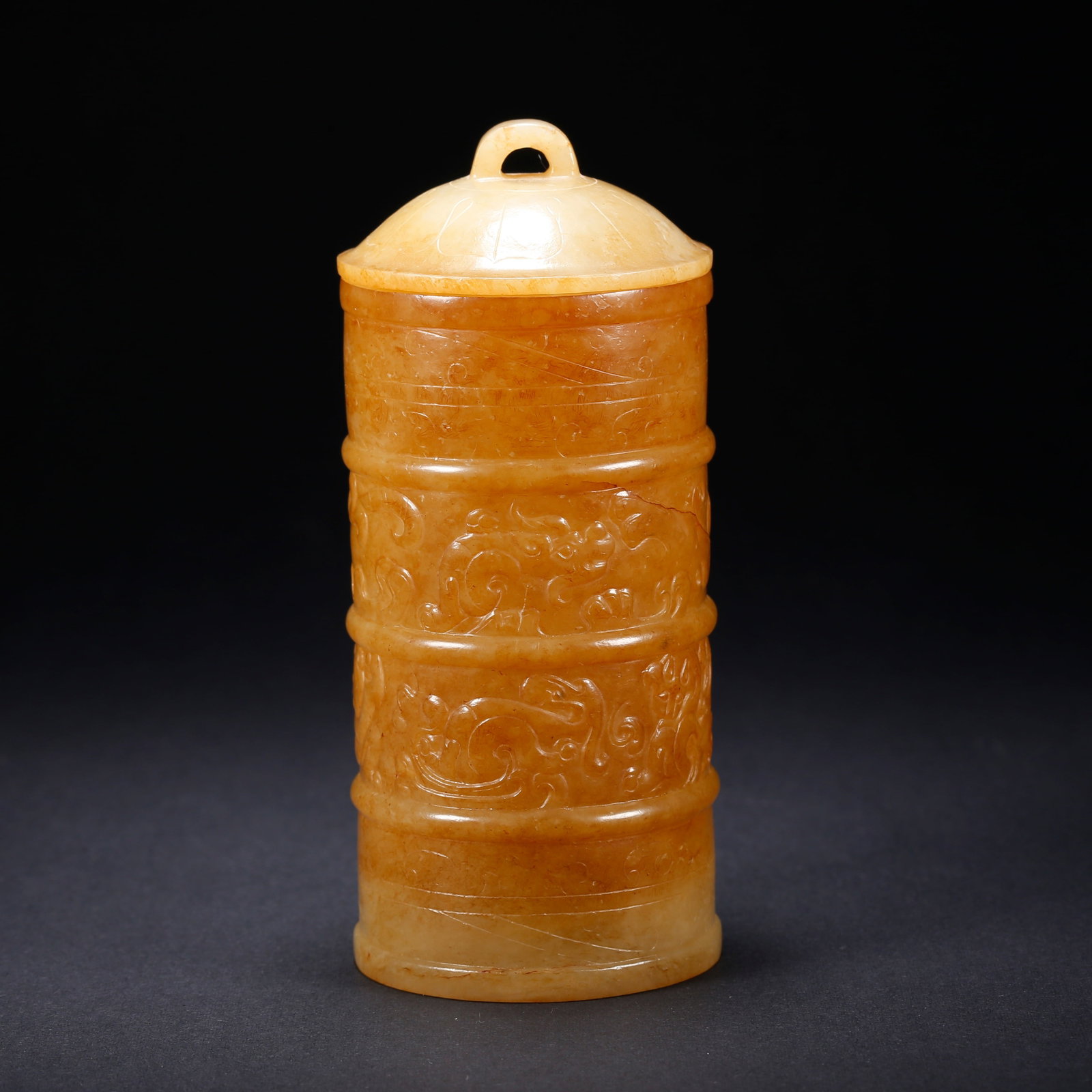 A HETIAN JADE COVERED JAR: Hetian Jade Covered Jar