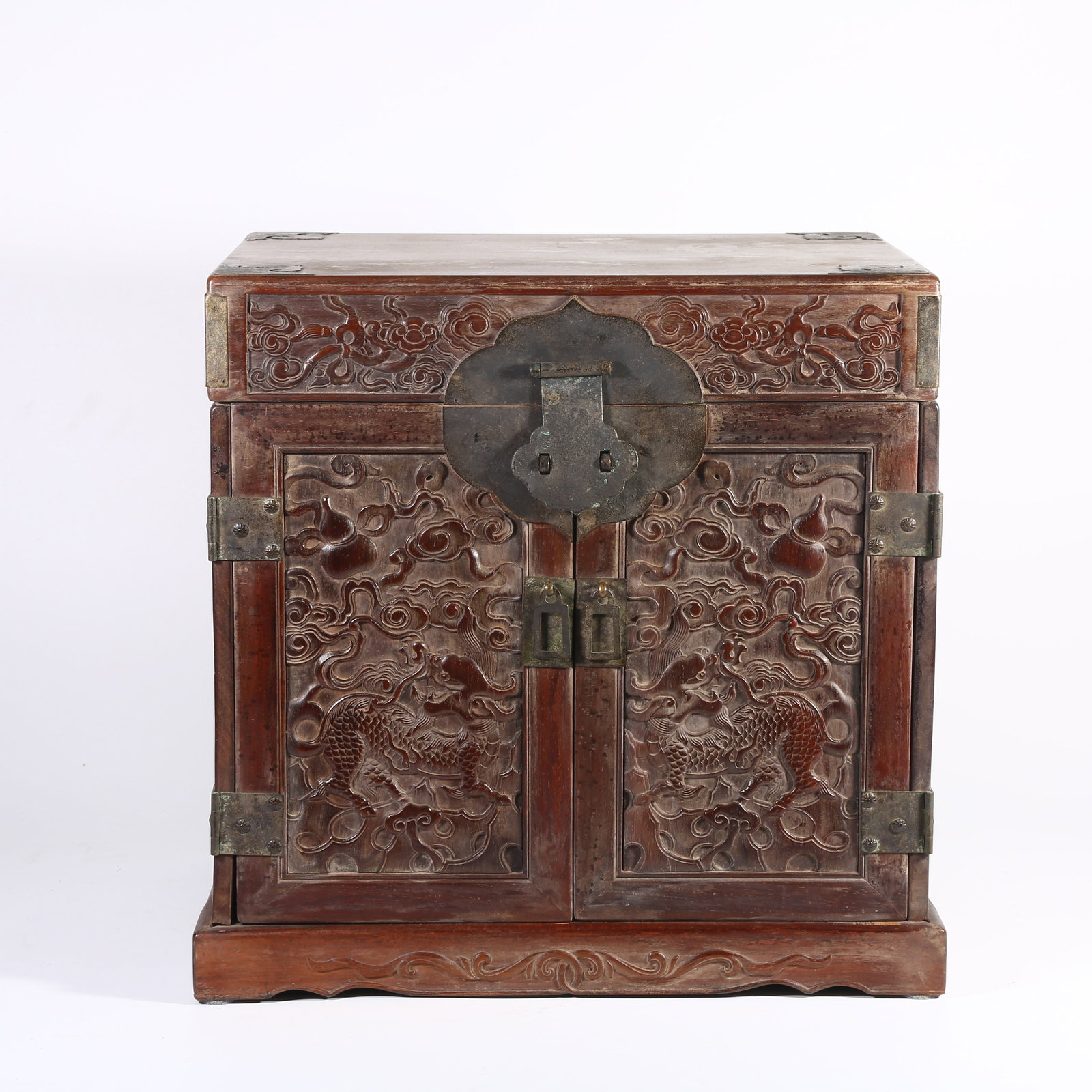 A HUANGHUALI OFFICIAL-STYLE CHEST WITH QILIN PATTERN (1 of 9)