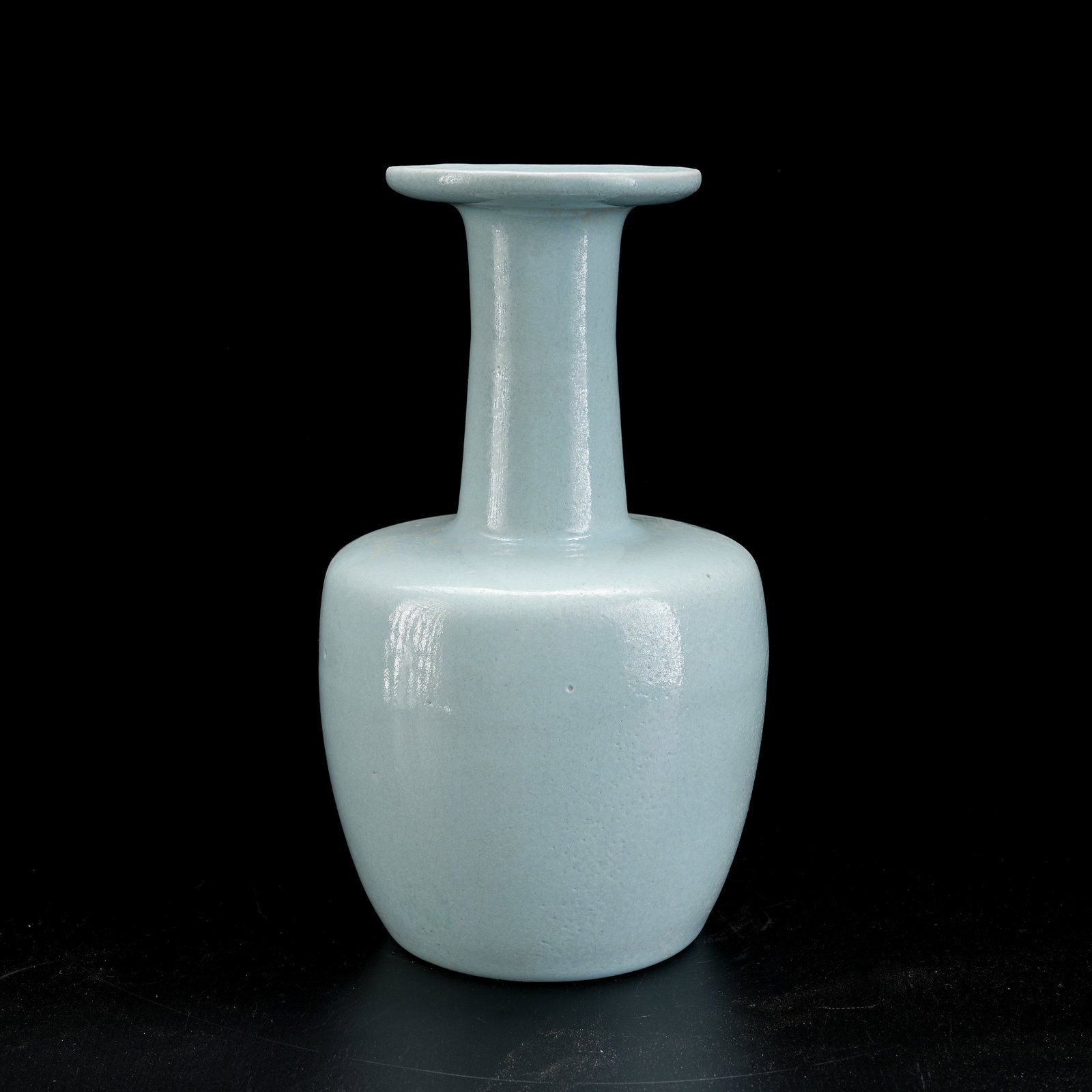 A RU KILN LONG-NECK FLARED-MOUTH BOTTLE: Ru Kiln Long-Neck Flared-Mouth Bottle
