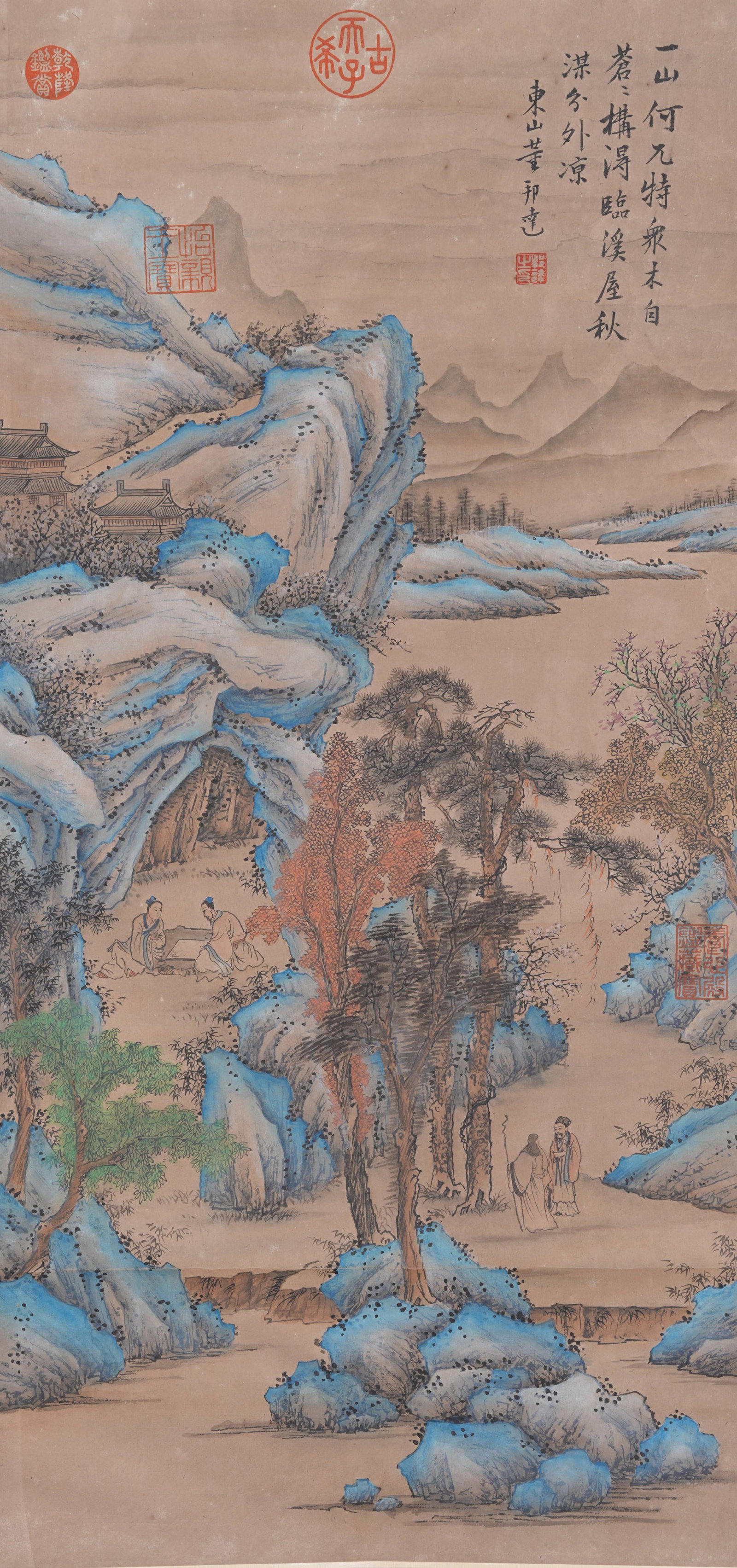 A LANDSCAPE AND FIGURE PAINTING ON PAPER BY DONG BANGDA.董邦達 (1 of 10)