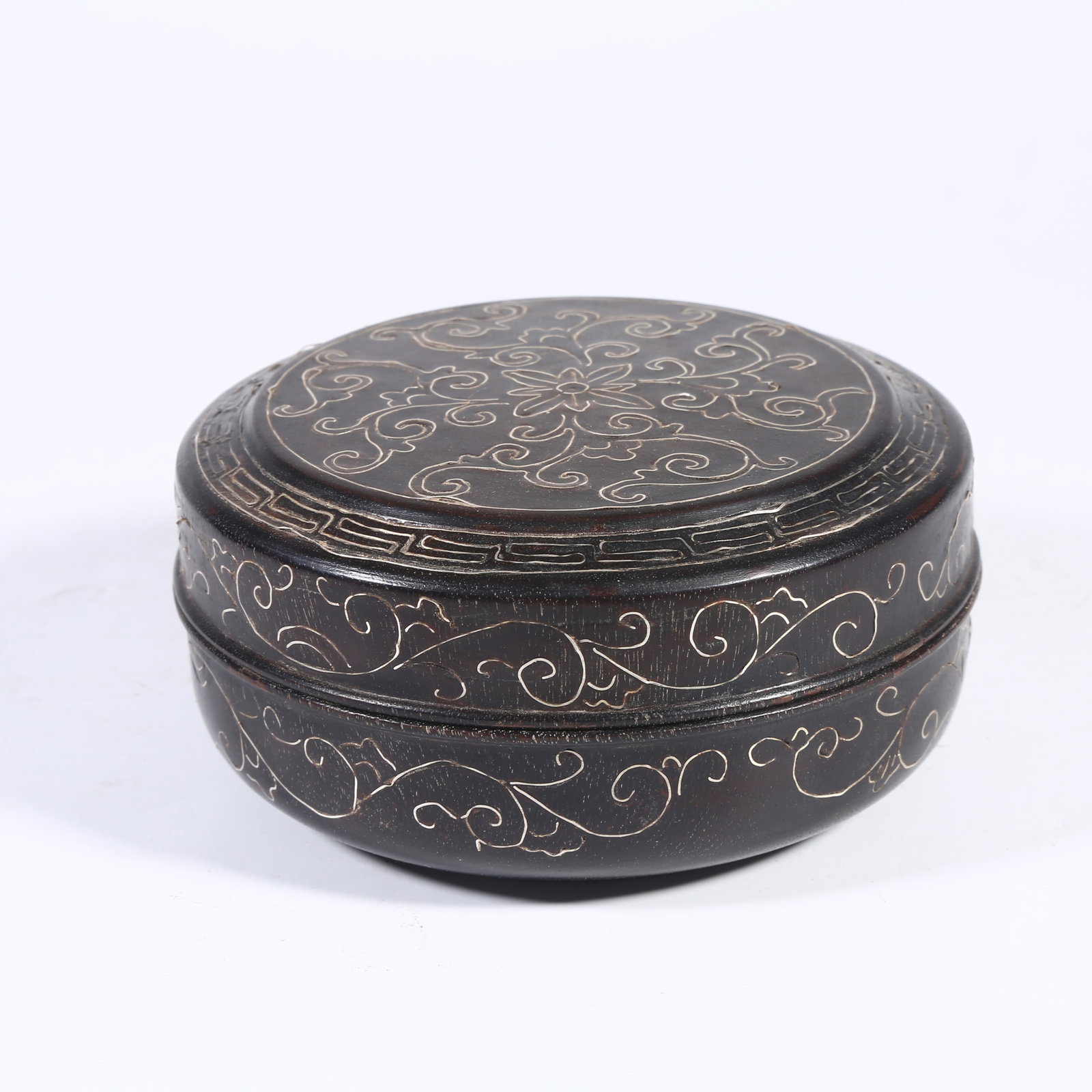A ZITAN LIDDED BOX INLAID WITH SILVER WIRE (1 of 9)