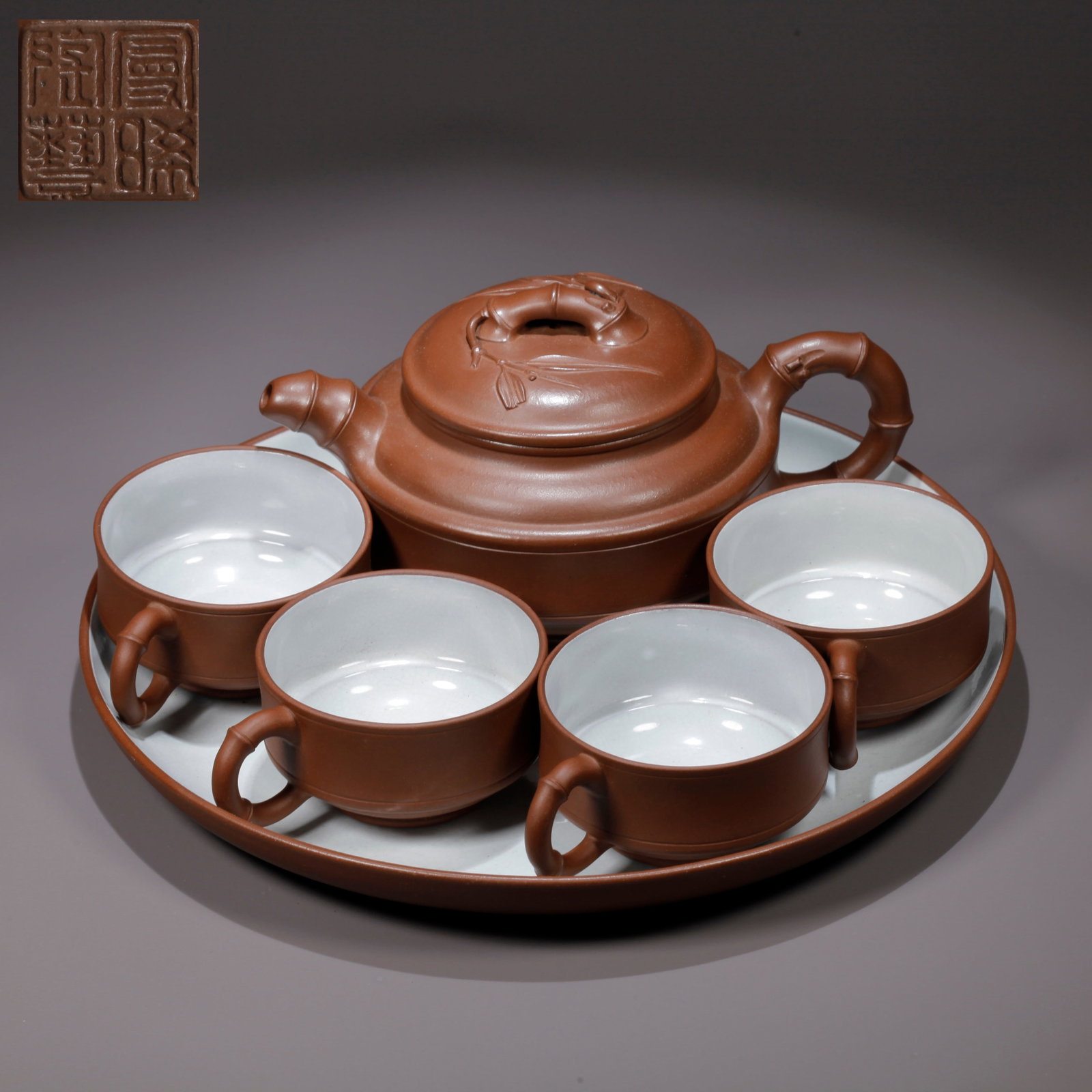 A PURPLE CLAY (ZISHA) TEA SET (ONE SET) (1 of 10)
