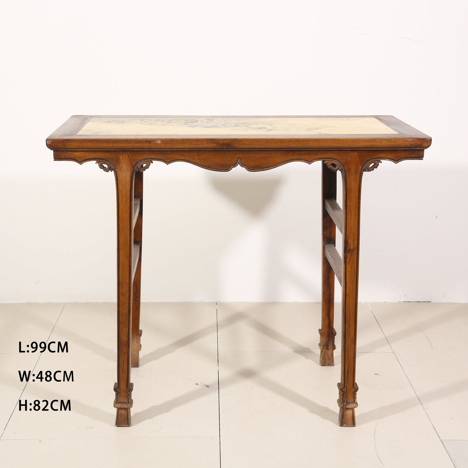 A HUANGHUALI FLAT-TOP TABLE INLAID WITH CLOUD-PATTERNED STONE (1 of 10)