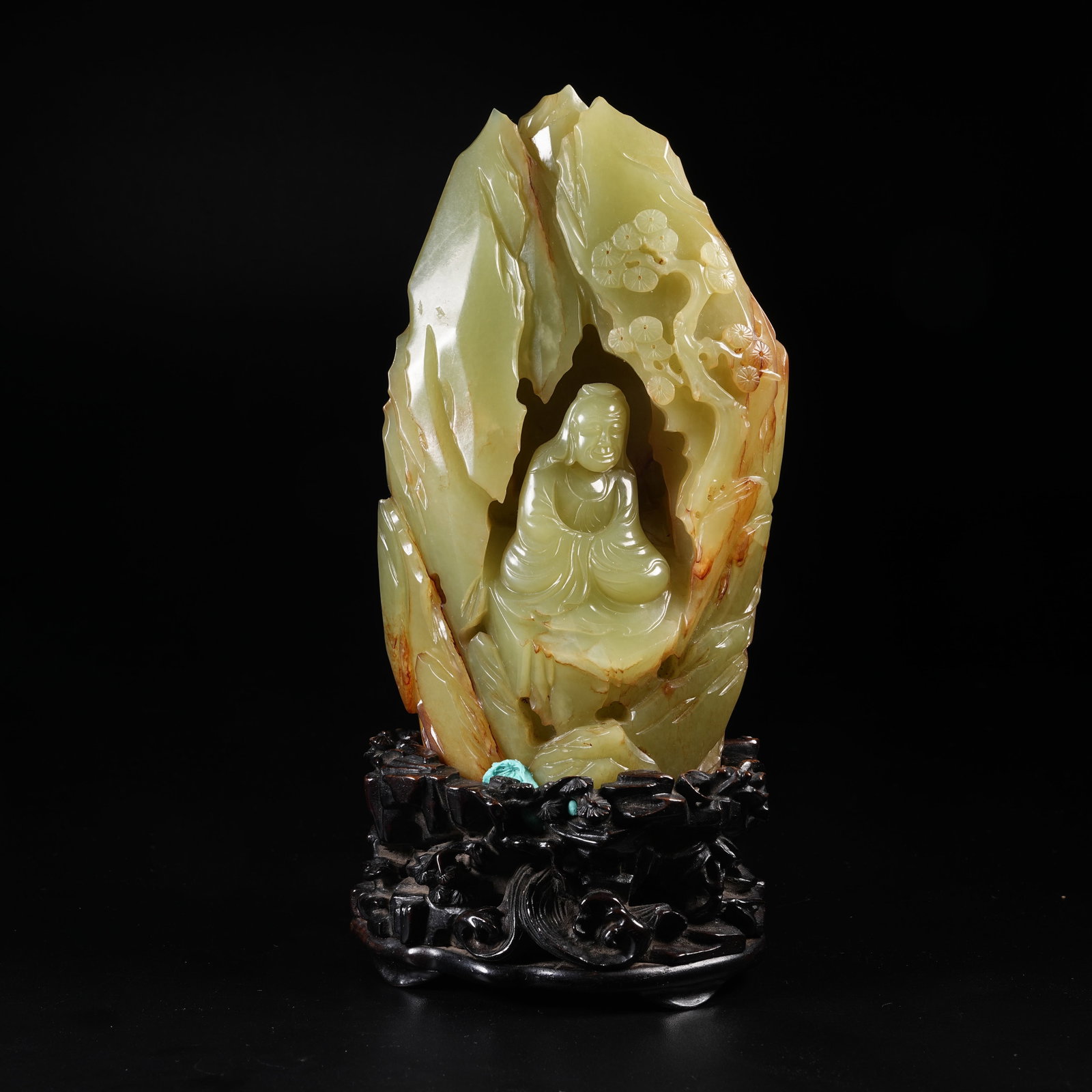 A HETIAN YELLOW JADE BOULDER ORNAMENT WITH SCHOLAR BENEATH PINE SCENE (1 of 9)