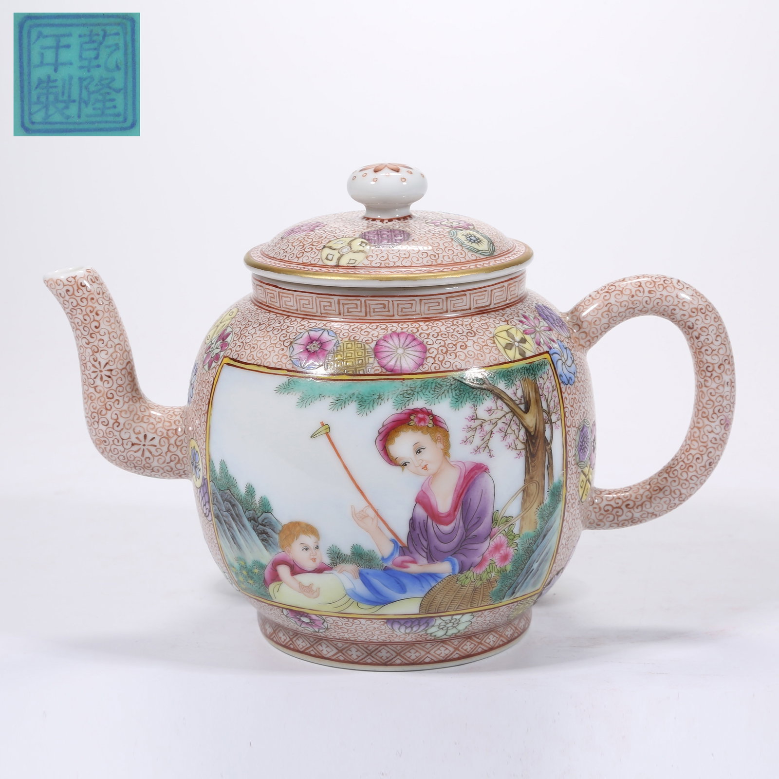 A ENAMELLED WESTERN-STYLE EWER WITH CHILD EDUCATION SCENE: Enamelled Western-Style Ewer with Child Education Scene