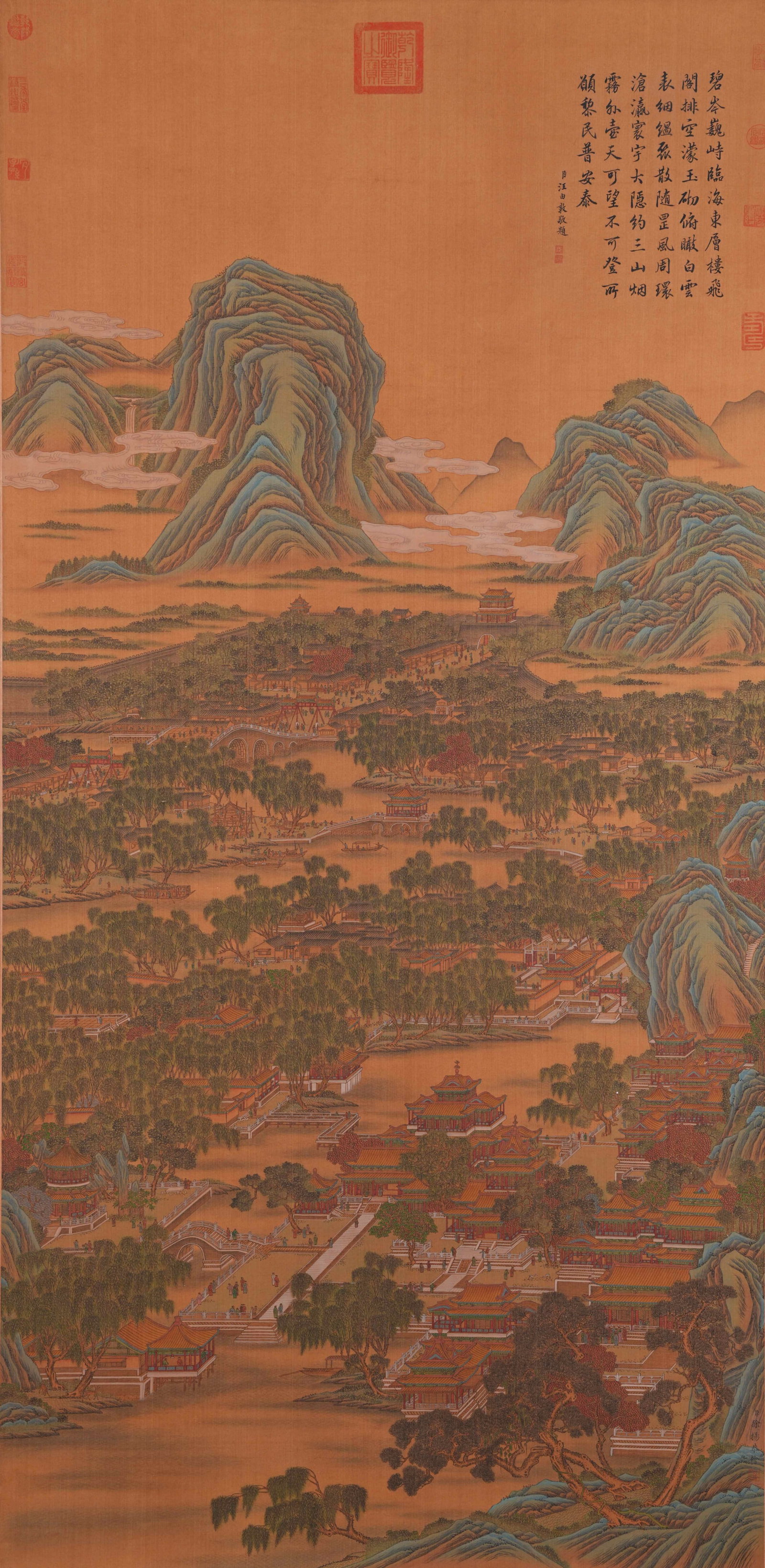 A FAIRY MOUNTAIN PAVILION PAINTING ON SILK BY XU YANG.徐揚 (1 of 14)