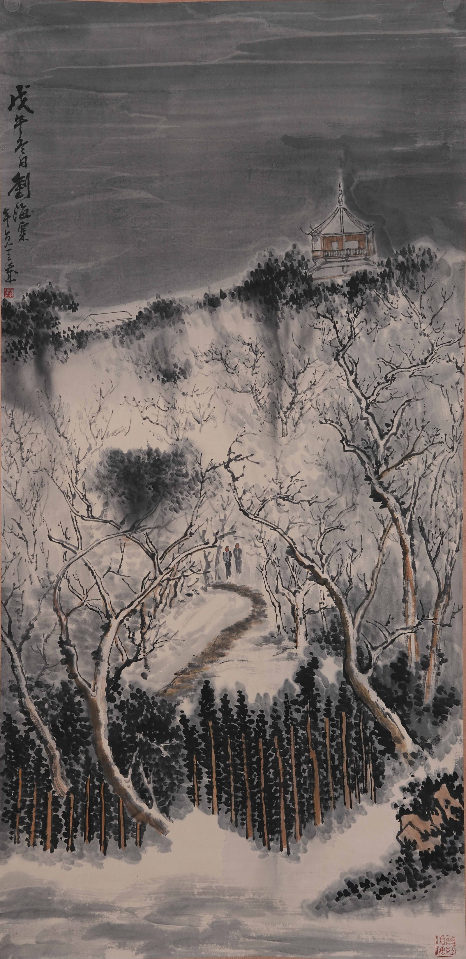 A LANDSCAPE PAINTING ON PAPER BY LIU HAISU.劉海粟: Landscape Painting on Paper by Liu Haisu.劉海粟