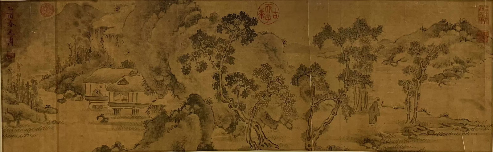 A LANDSCAPE PAINTING ON SILK BY SHEN ZHOU.沈周: Landscape Painting on Silk by Shen Zhou.沈周