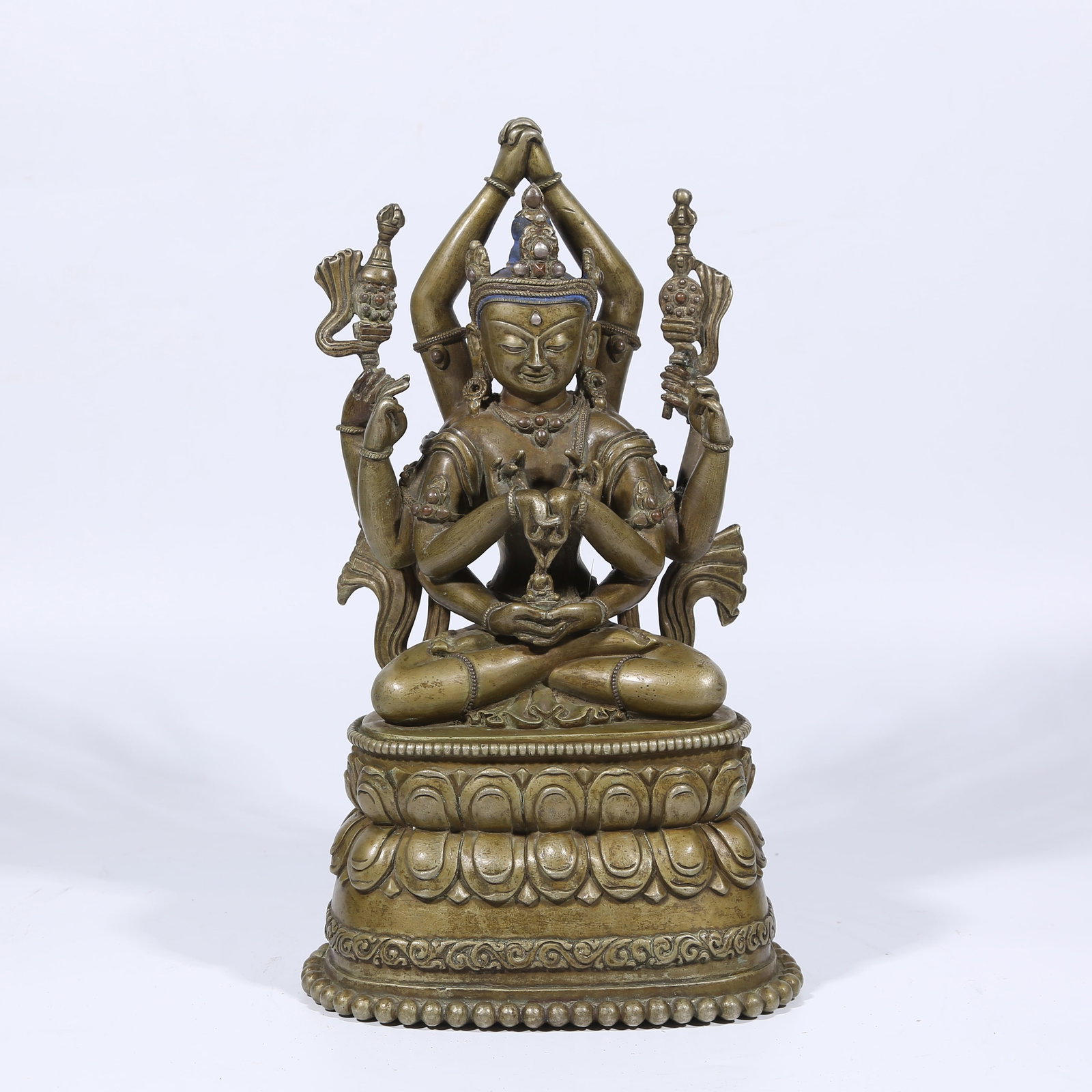 A ALLOY BRONZE SILVER-INLAID CUNDI (BUDDHA MOTHER) STATUE (1 of 9)