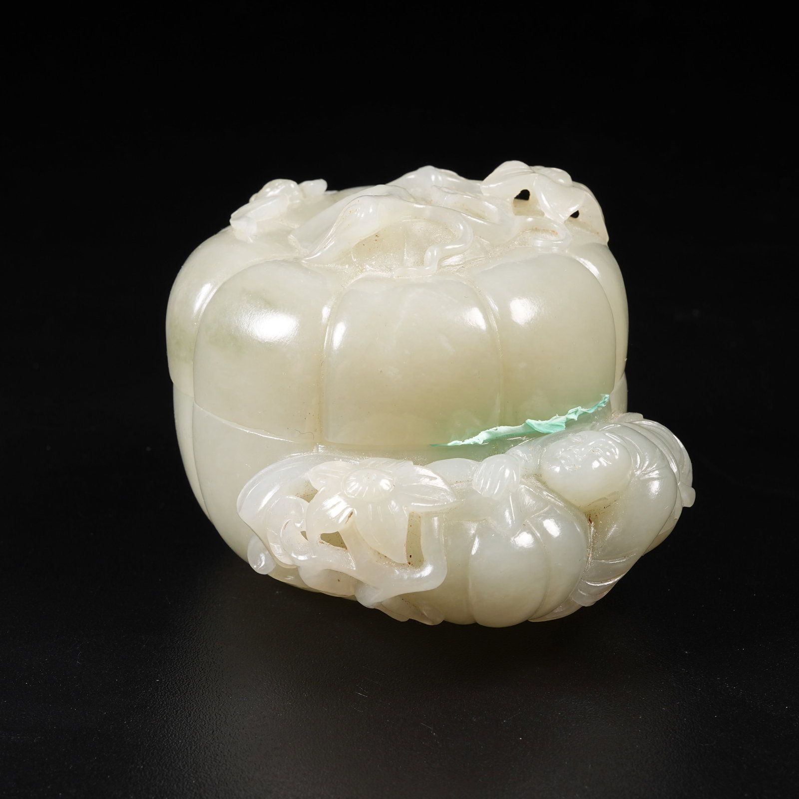 A HETIAN JADE LIDDED BOX WITH PUMPKIN AND BOY MOTIF (1 of 9)