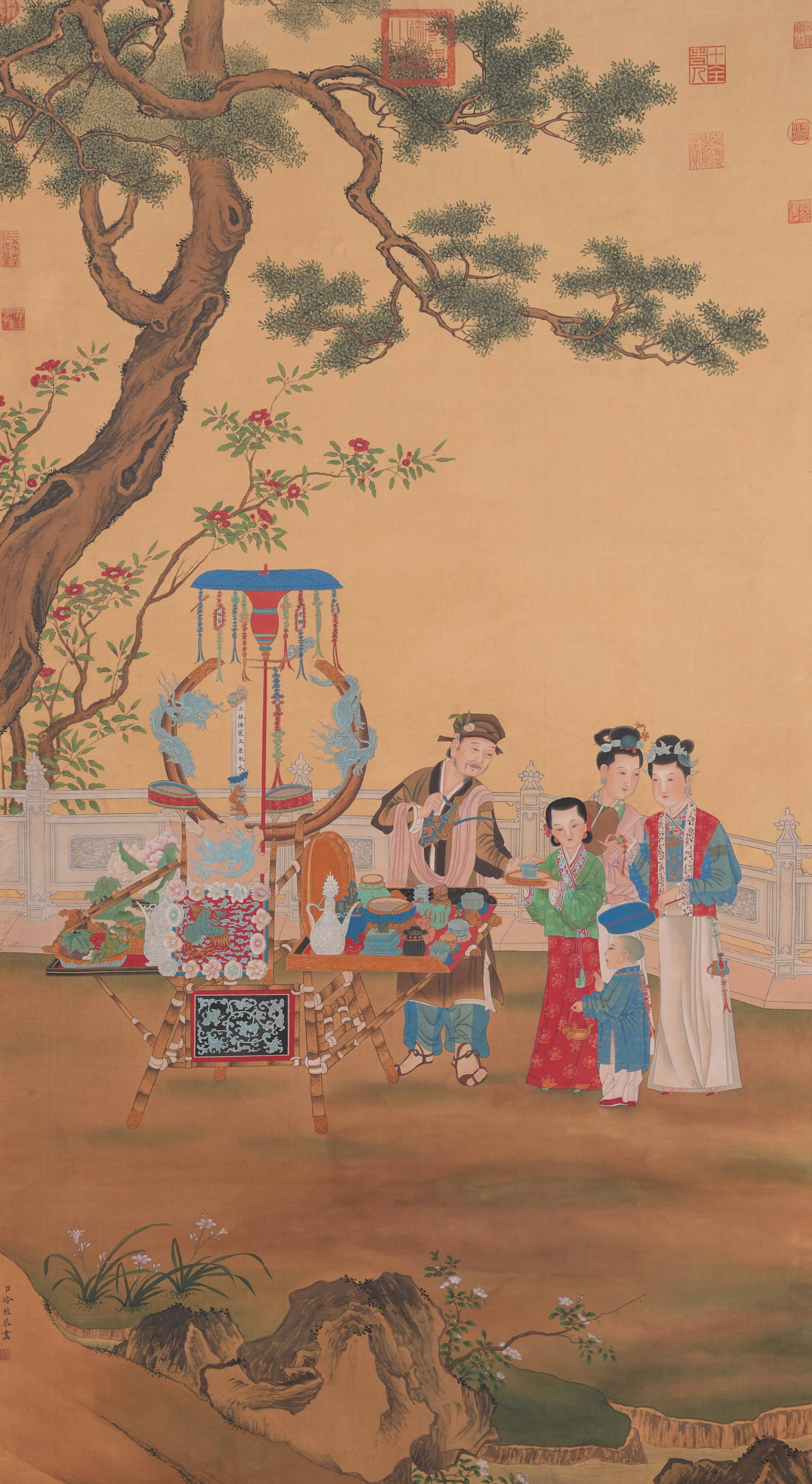 A FIGURE PAINTING ON SILK BY LENG MEI.冷枚: Figure Painting on Silk by Leng Mei.冷枚