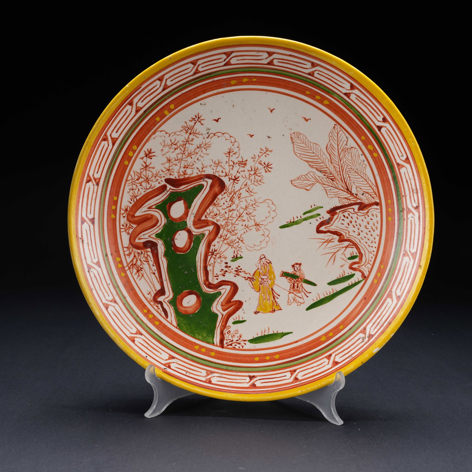 A TANG SANCAI LARGE DISH WITH FIGURES AND STORY MOTIF (1 of 8)