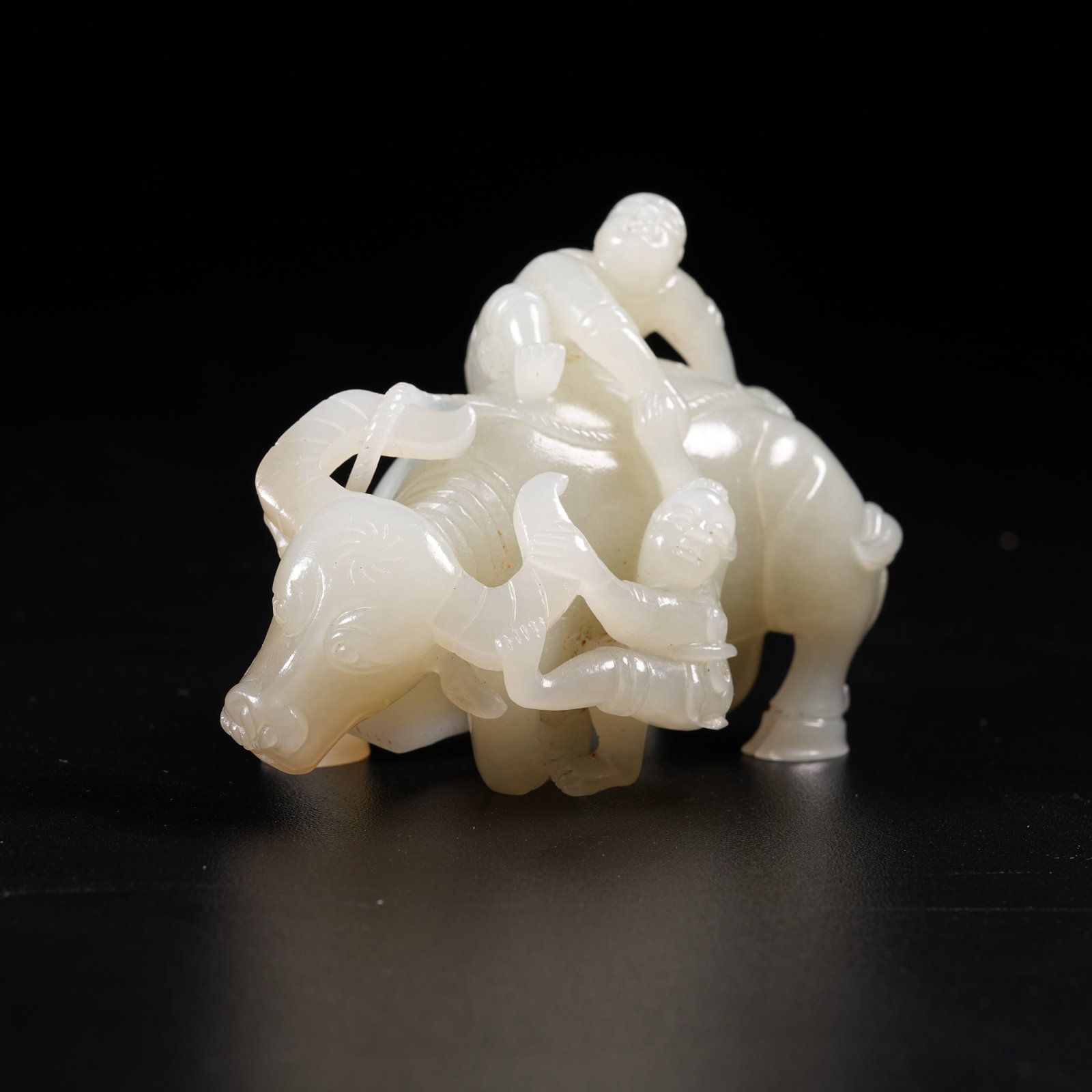 A HETIAN WHITE JADE HERD BOY WITH OX ORNAMENT (1 of 8)