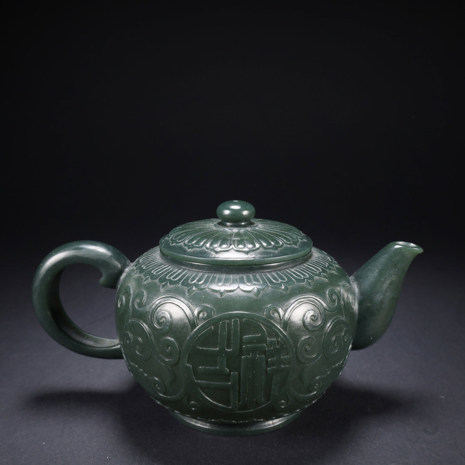 A HETIAN BIYU AUSPICIOUS RUYI TEAPOT (1 of 9)