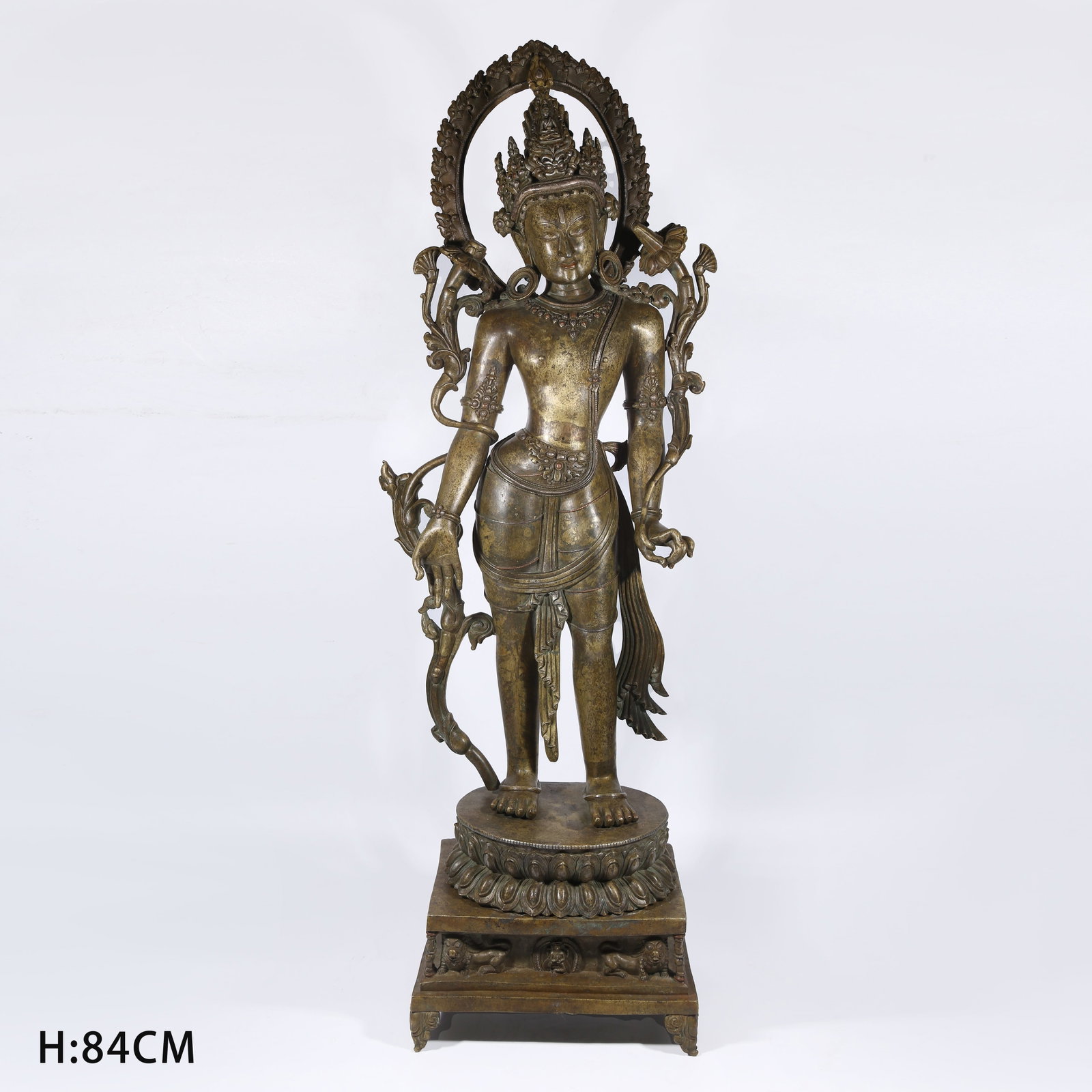 A ALLOY BRONZE STANDING LOTUS-HAND AVALOKITESHVARA STATUE (1 of 9)