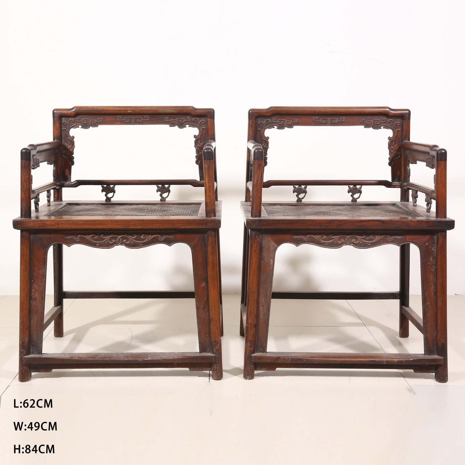 A SET OF HUANGHUALI ROSE CHAIRS: Set of Huanghuali Rose Chairs