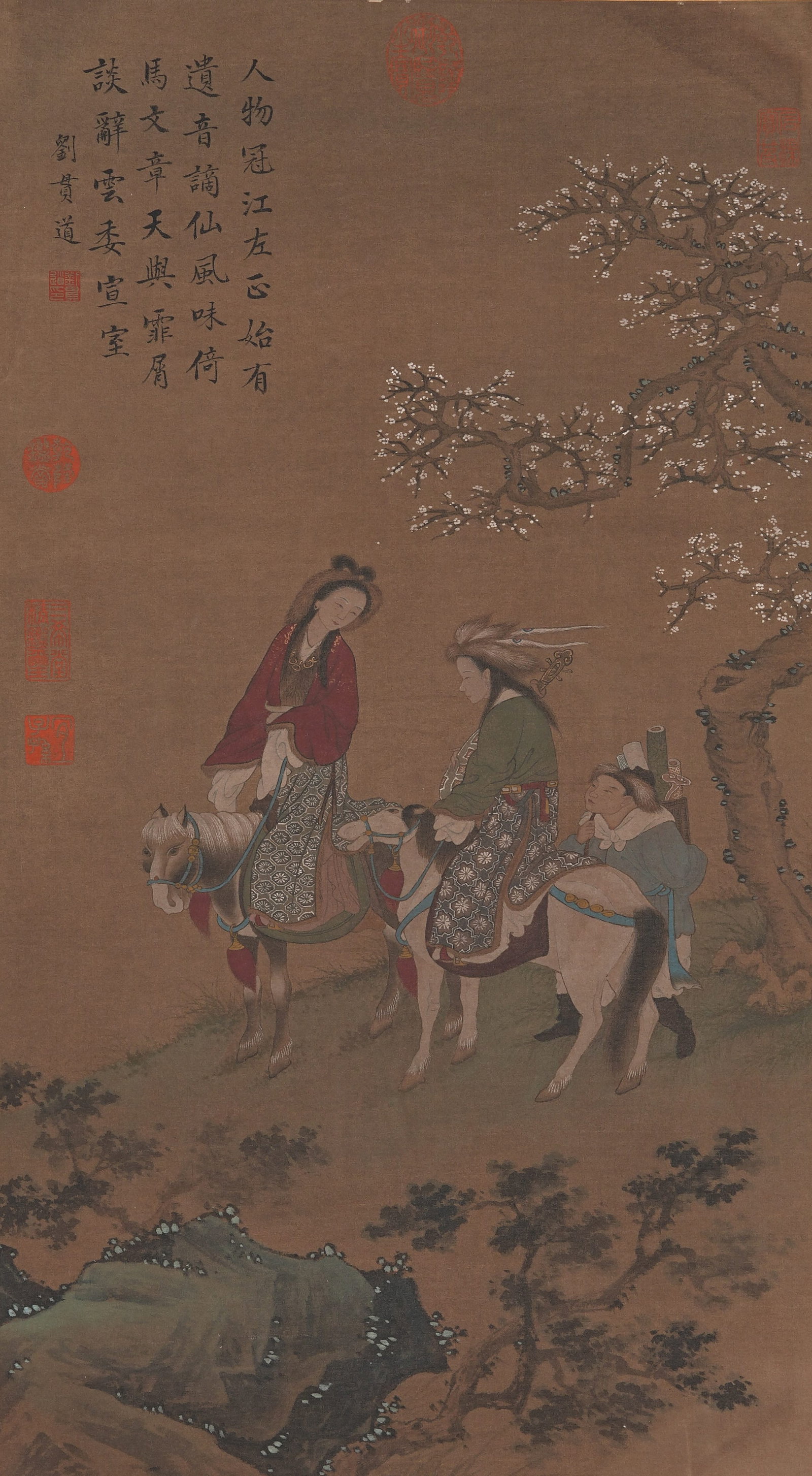 A FIGURE PAINTING ON SILK BY LIU GUANDAO.劉貫道: Figure Painting on Silk by Liu Guandao.劉貫道