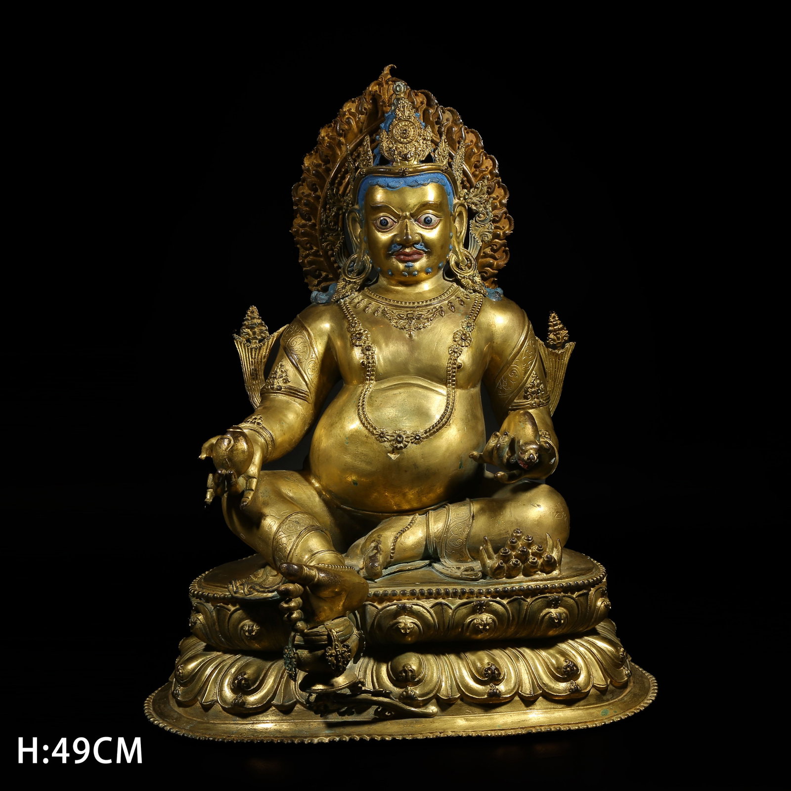A GILT-BRONZE STATUE OF YELLOW JAMBHALA (1 of 8)