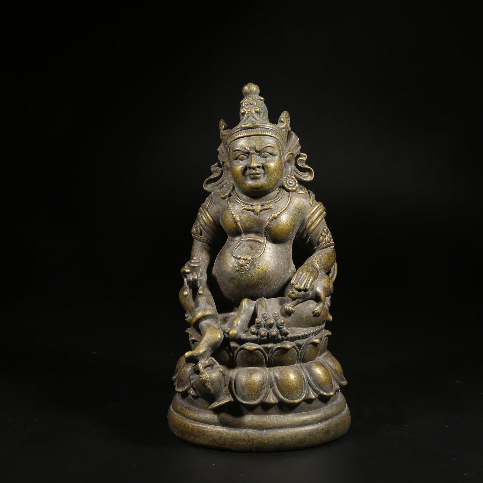 A ALLOY-BRONZE STATUE OF YELLOW JAMBHALA: Alloy-Bronze Statue of Yellow Jambhala