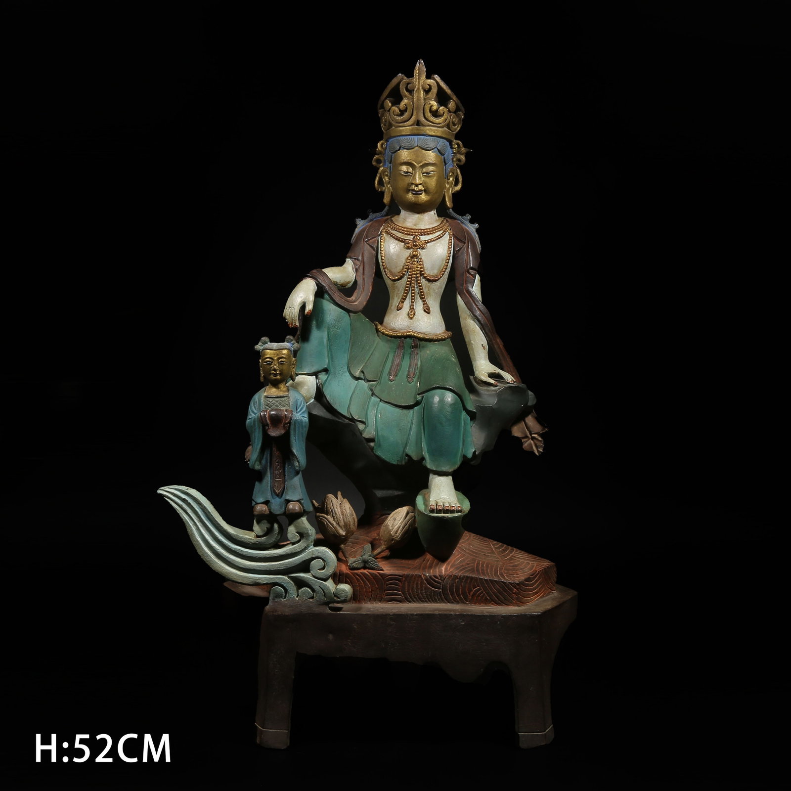 A PAINTED-BRONZE STATUE OF AVALOKITESHVARA (CINT?MA?ICAKRA FORM) (1 of 8)