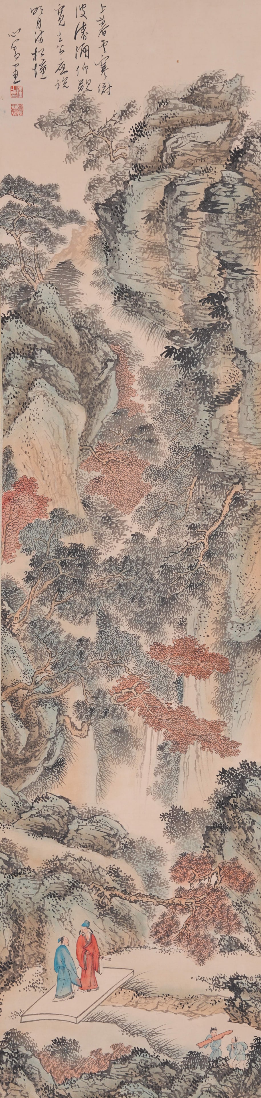 A LANDSCAPE AND FIGURE PAINTING ON PAPER BY PU RU.溥儒 (1 of 9)
