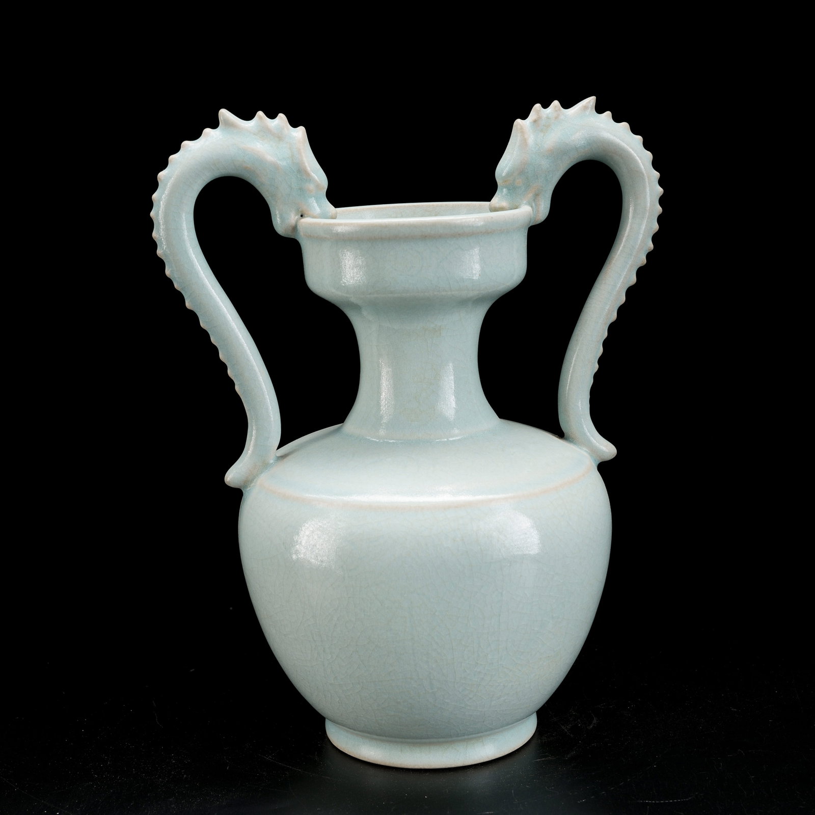 A RU KILN DOUBLE-DRAGON-HANDLED BOTTLE (1 of 9)