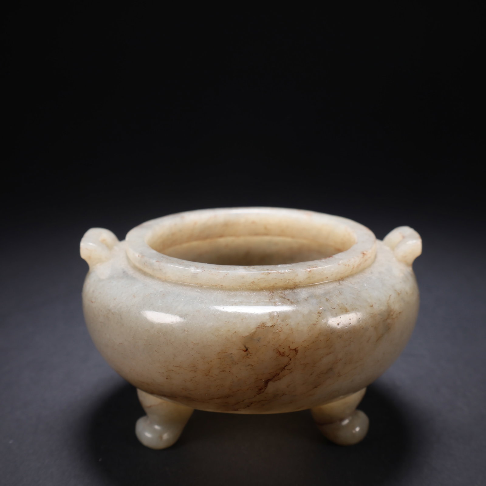 A HETIAN JADE PLAIN THREE-LEGGED CENSER: Hetian Jade Plain Three-Legged Censer