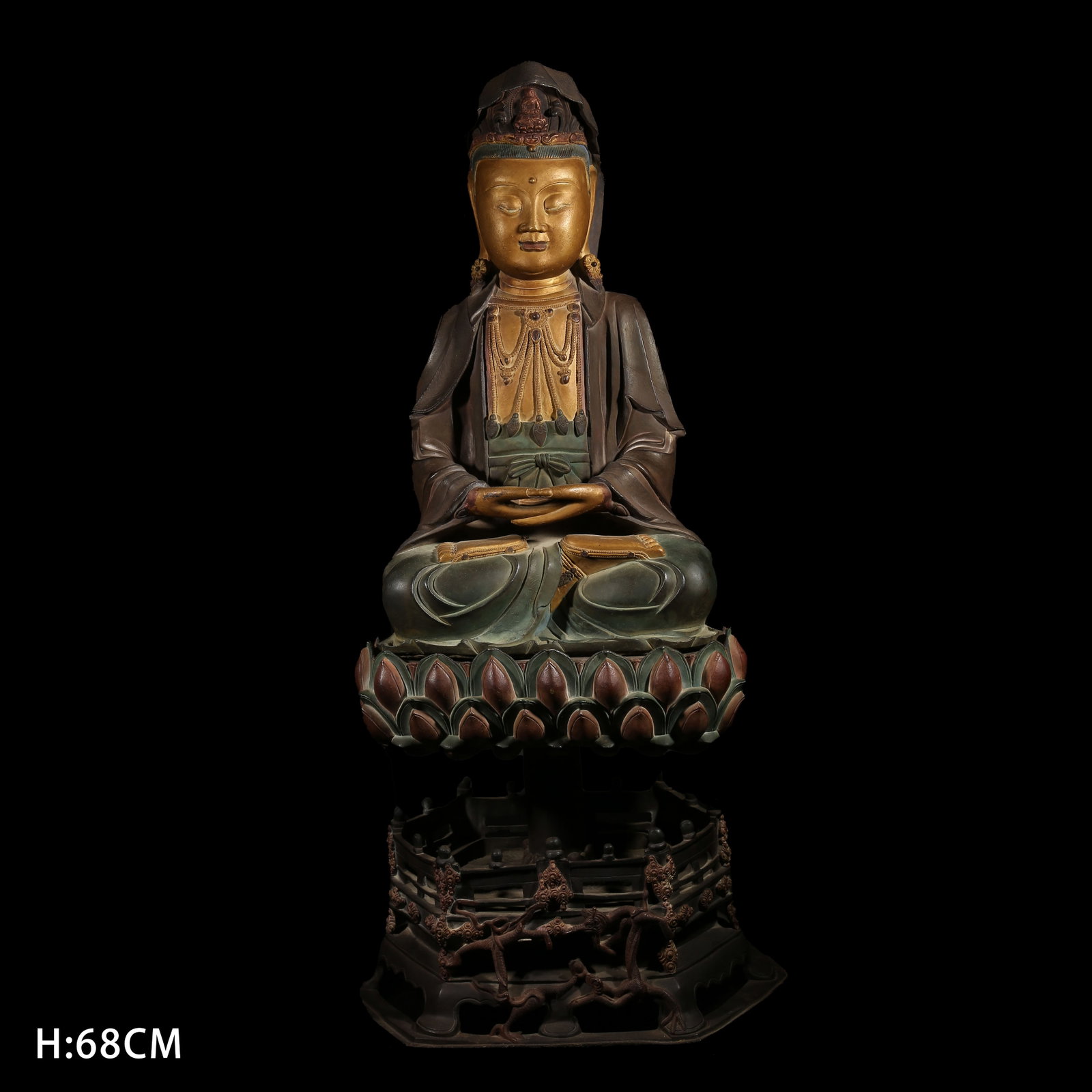 A PAINTED-BRONZE STATUE OF AVALOKITESHVARA: Painted-Bronze Statue of Avalokiteshvara