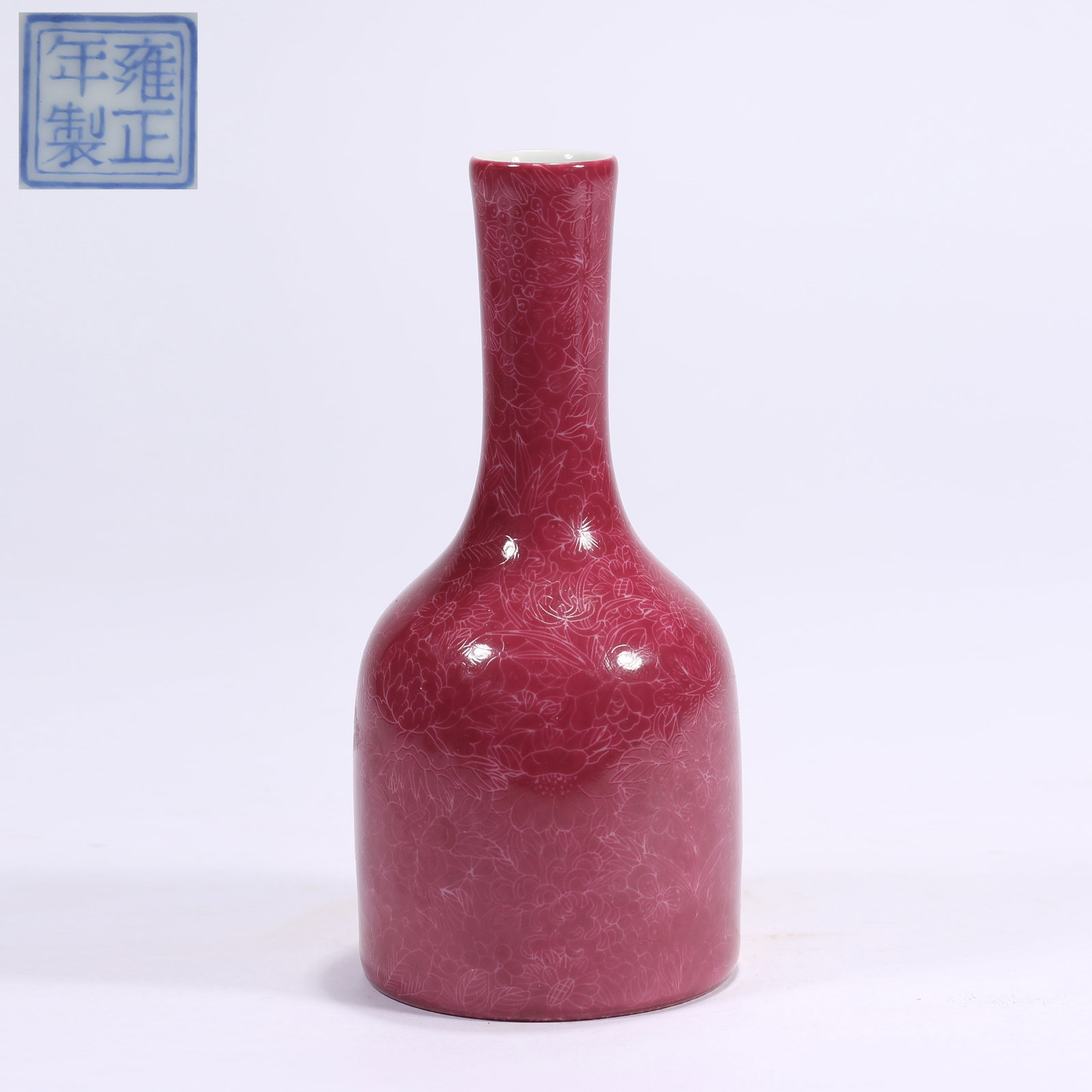 A ROUGE-DE-FER CARVED FLORAL PATTERN BELL-SHAPED VASE (1 of 9)