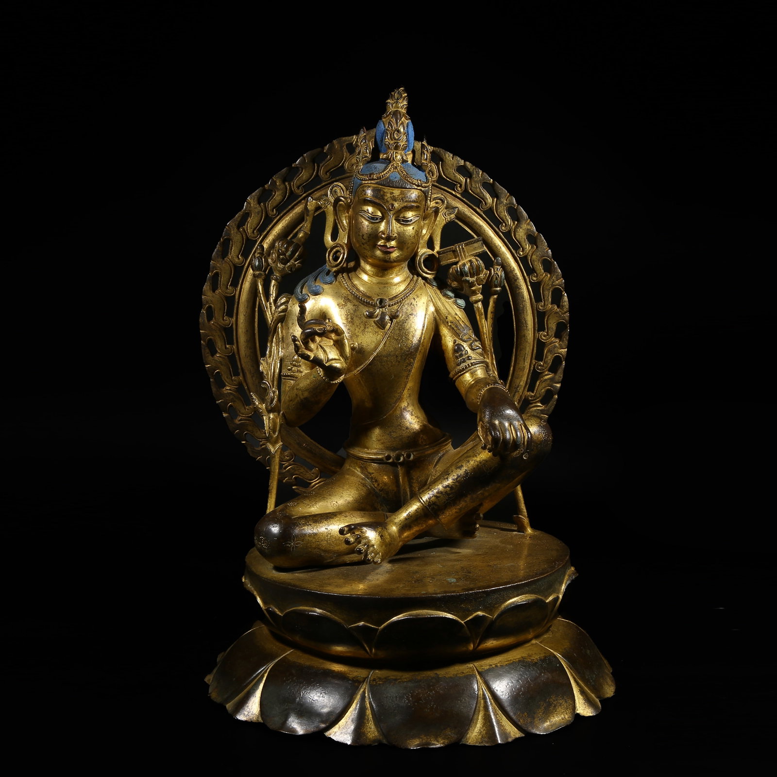 A GILT-BRONZE STATUE OF MANJUSHRI (1 of 8)